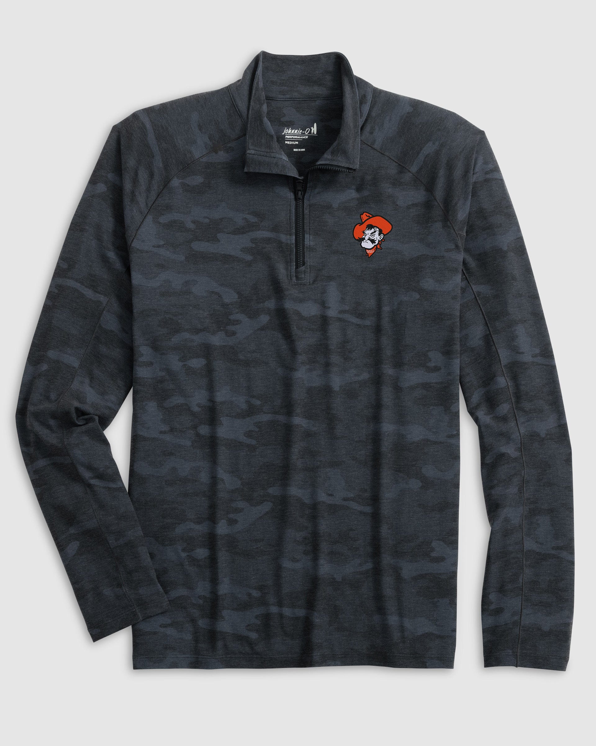 Oklahoma State Patton Performance Camo 1/4 Zip - Pistol Pete Logo