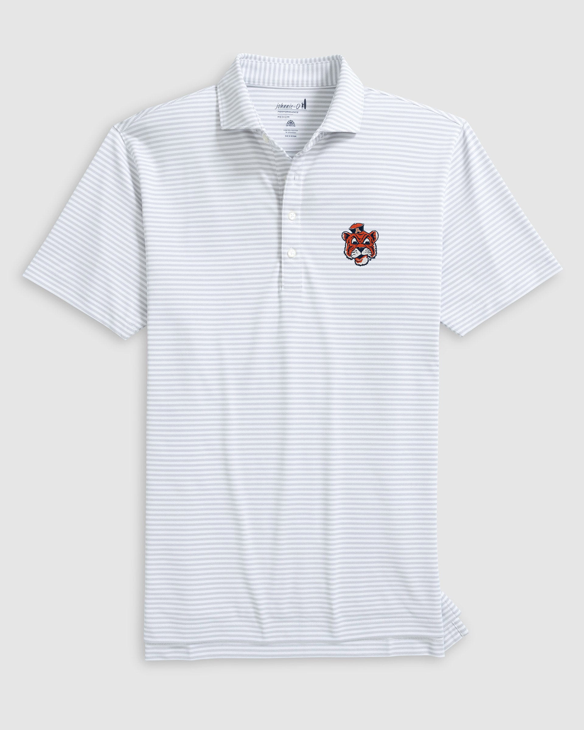 Auburn Stetsons Striped Performance Mesh Polo - Vault Logo