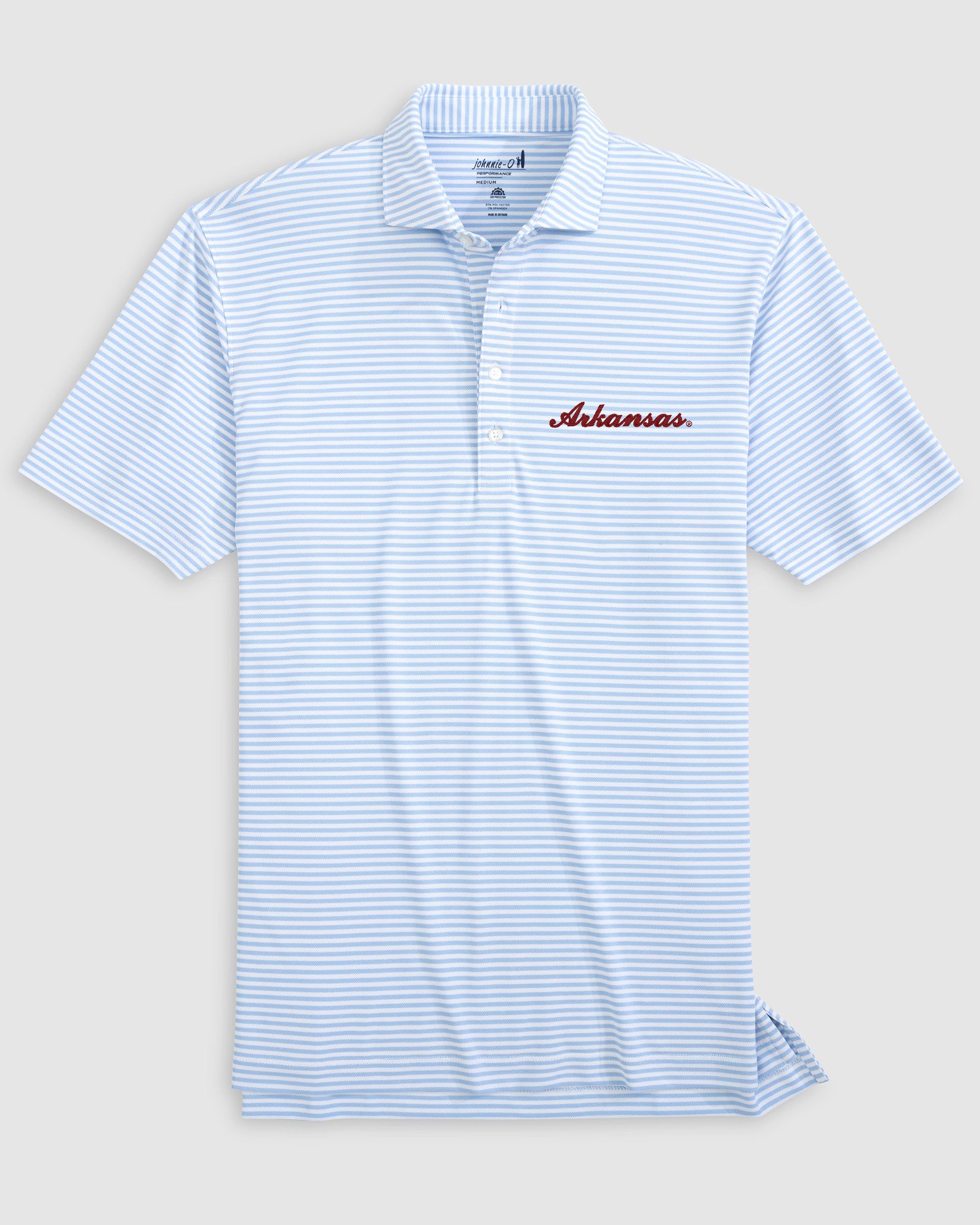 Arkansas Stetsons Striped Performance Mesh Polo - Script Logo