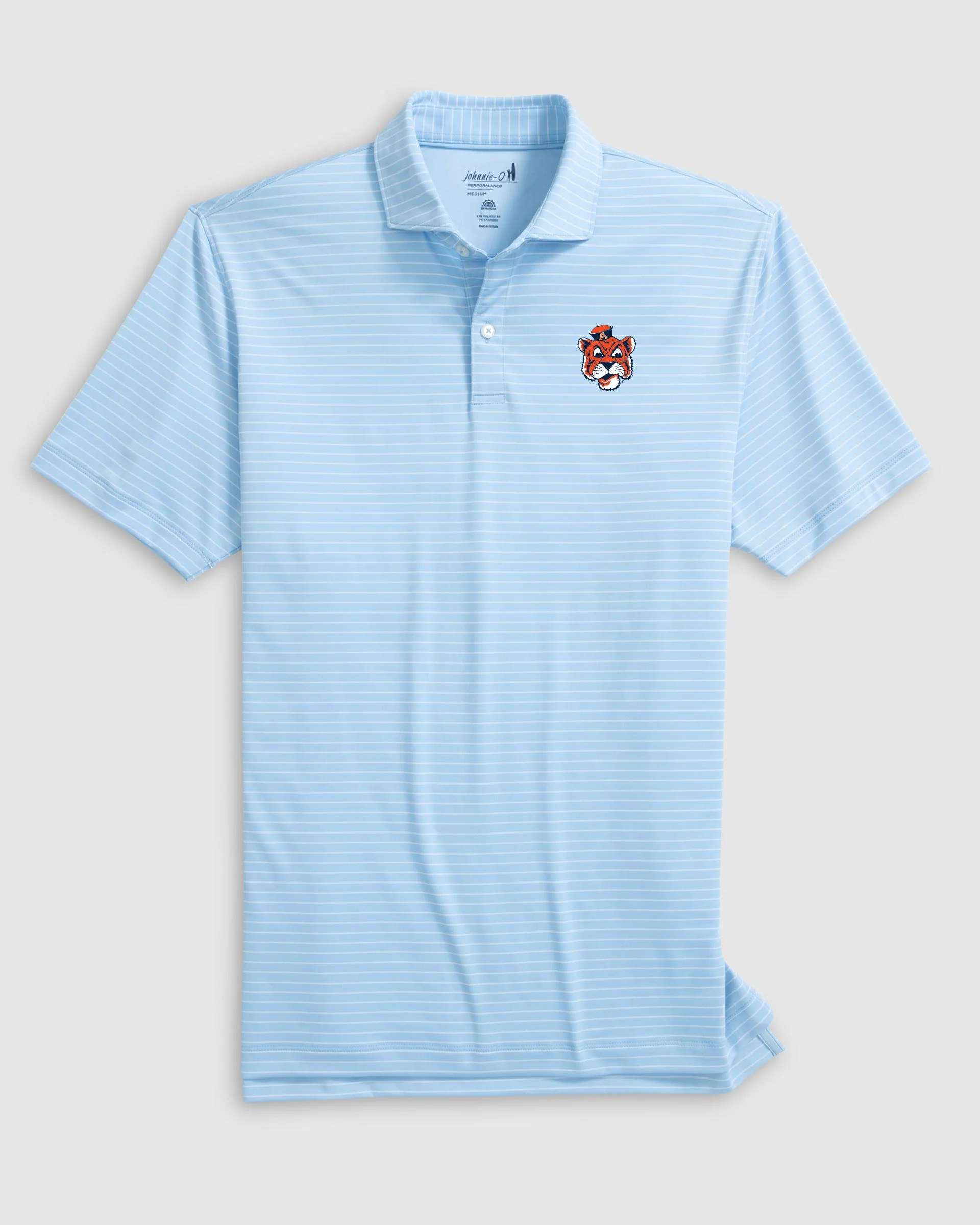 Auburn Beau Striped Performance Jersey Polo - Vault Logo