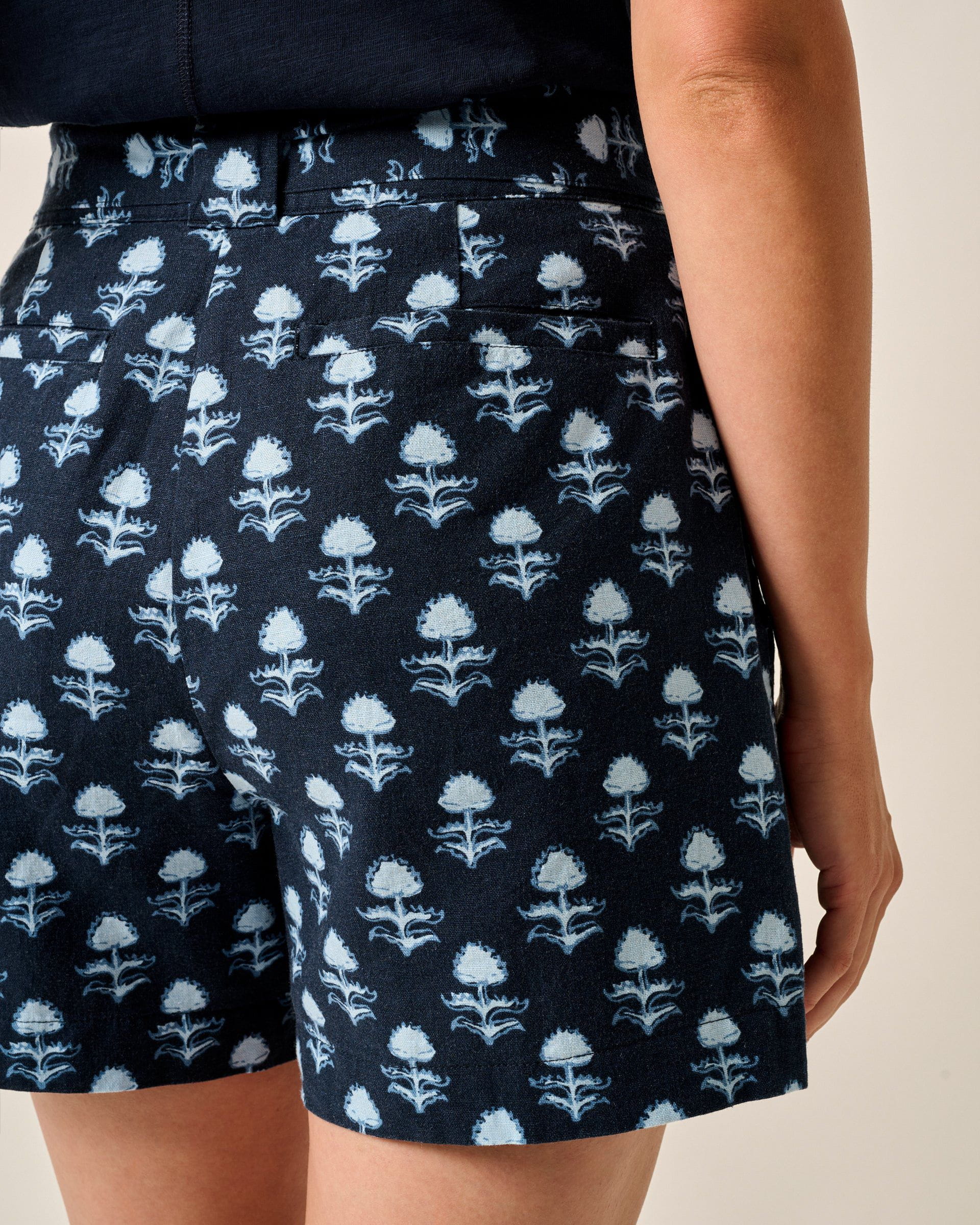 Katherine Belted Linen Blend Shorts