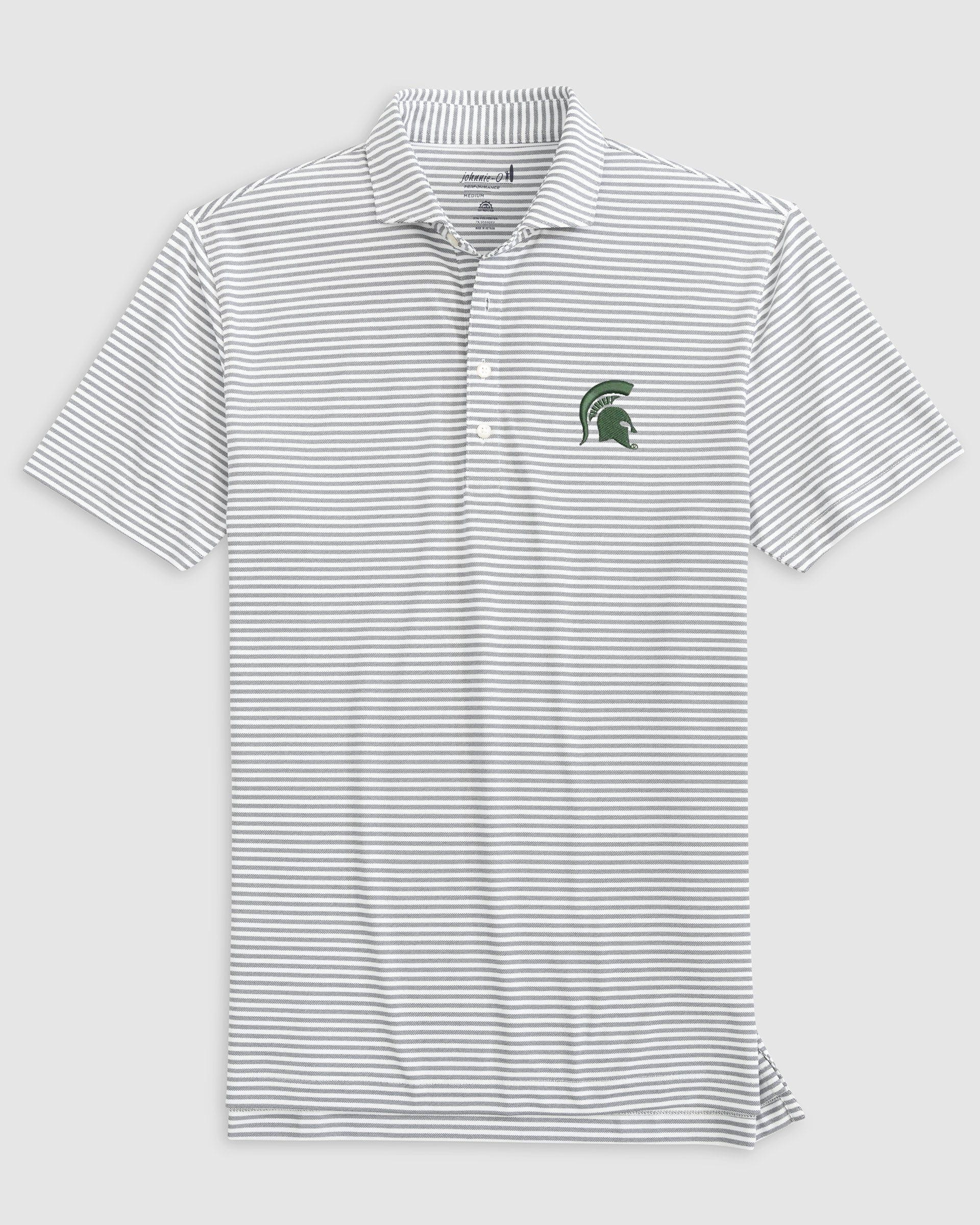 Michigan State Stetsons Striped Performance Mesh Polo