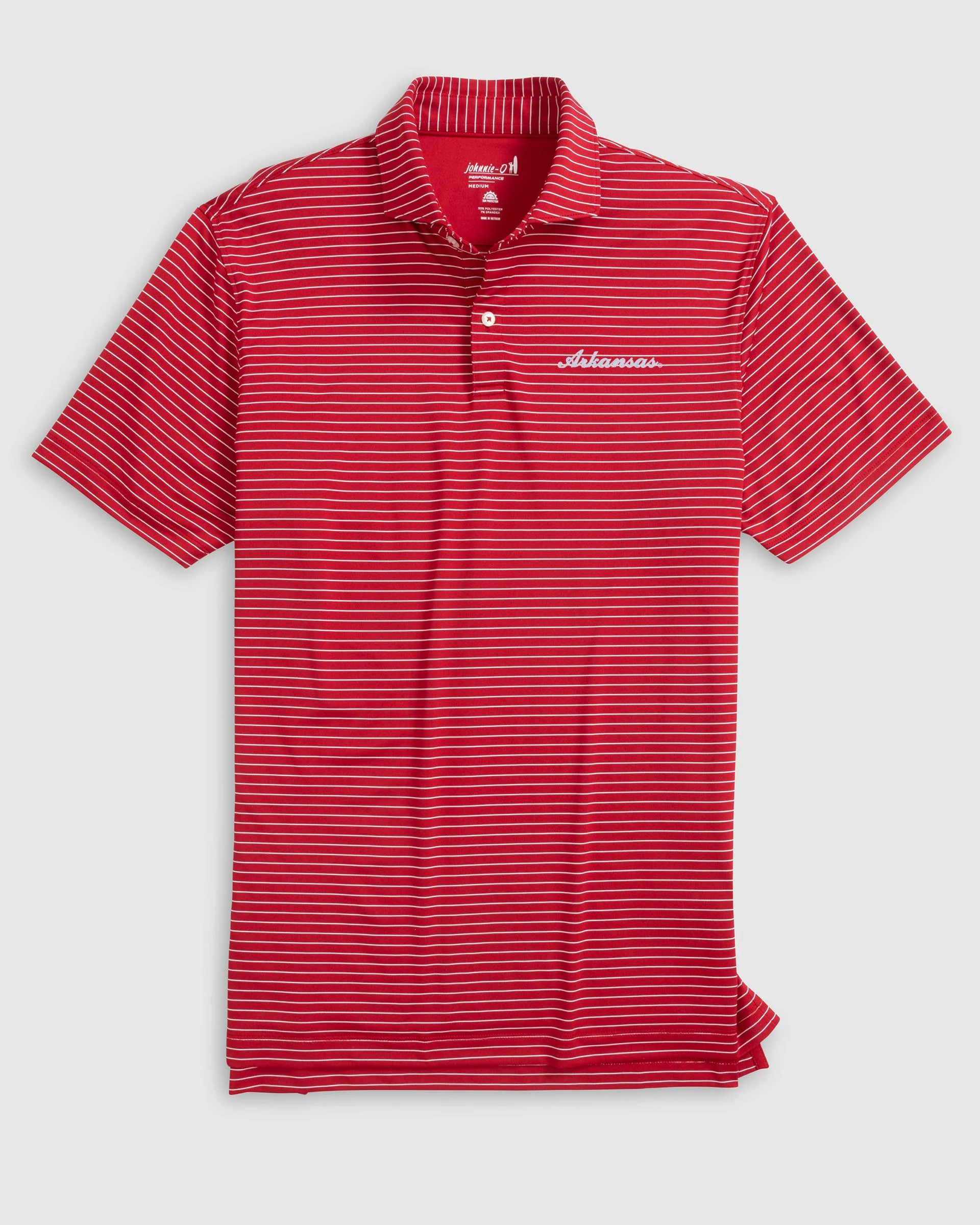 Arkansas Beau Striped Performance Jersey Polo - Script Logo