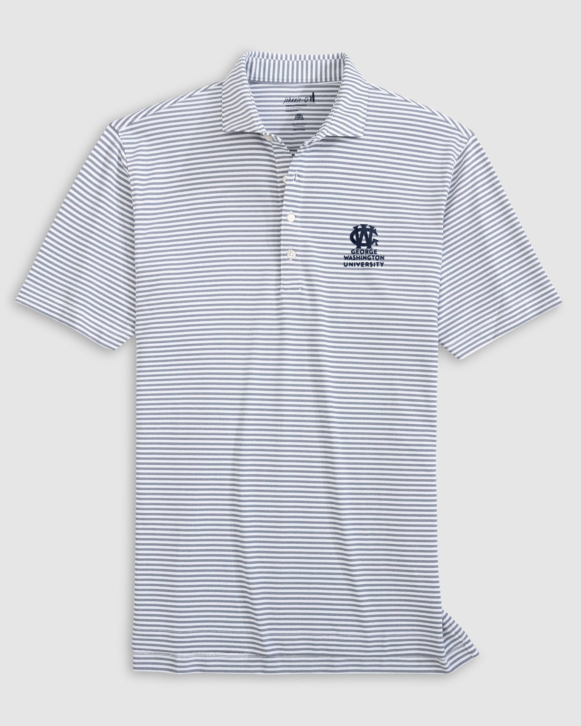 George Washington Stetsons Striped Performance Mesh Polo - Vault Logo