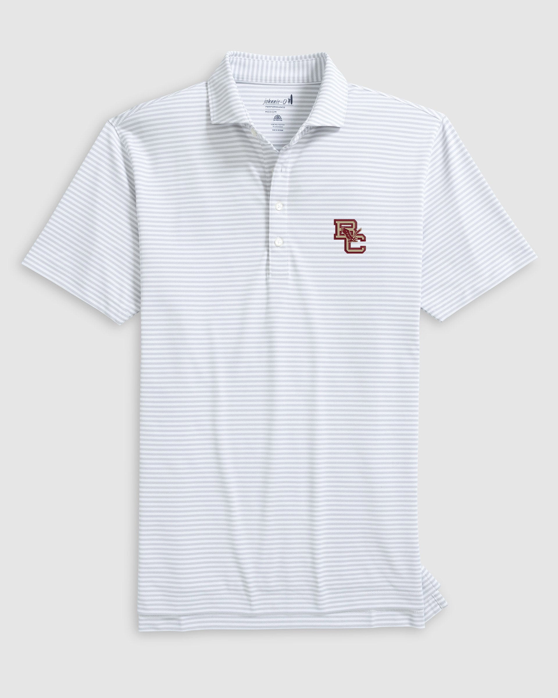 Boston College Stetsons Striped Performance Mesh Polo - Heritage Logo