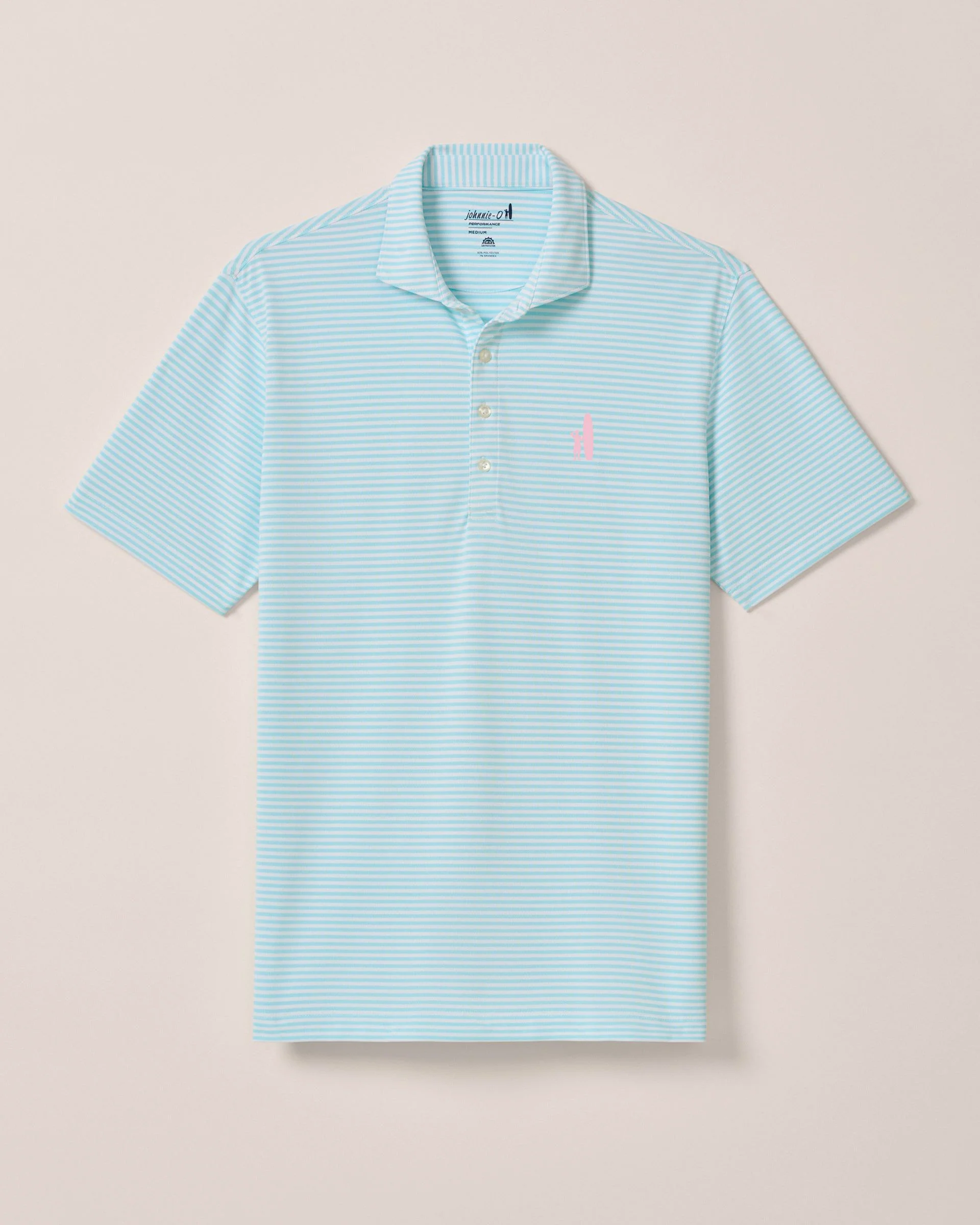 Custom Surfer Logo Performance Mesh Polo - Stetson Stripe