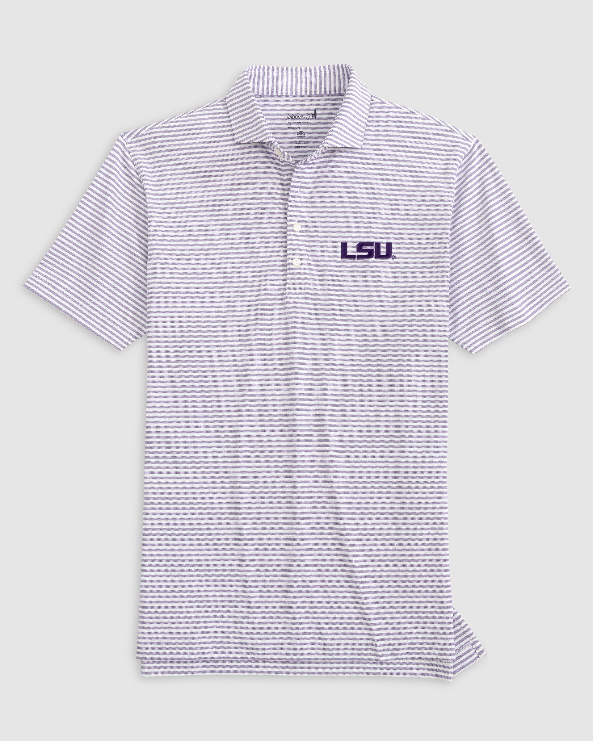 Louisiana State Stetsons Striped Performance Mesh Polo