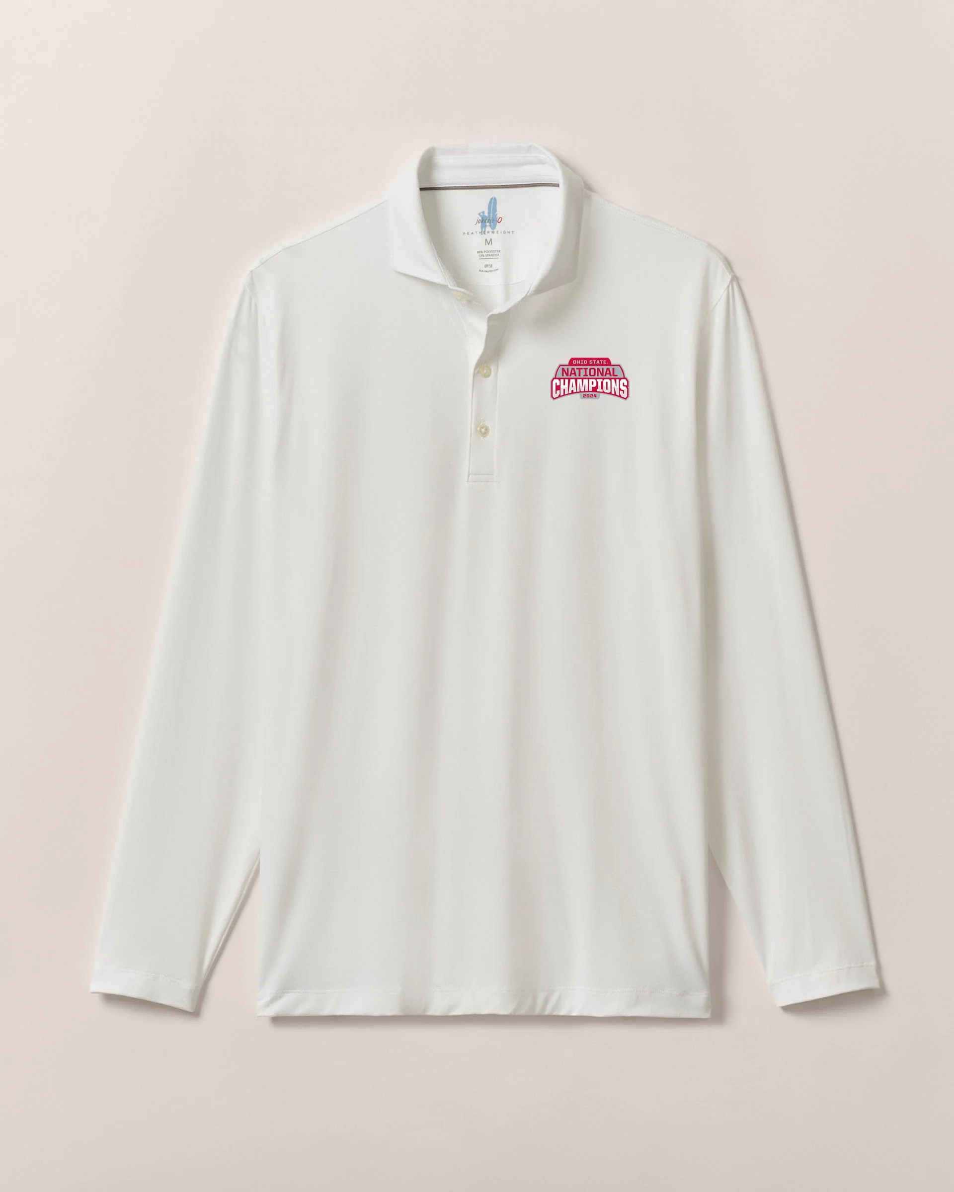 Ohio State Swing Long Sleeve Featherweight Performance Polo - 2024 CFP Champions Logo