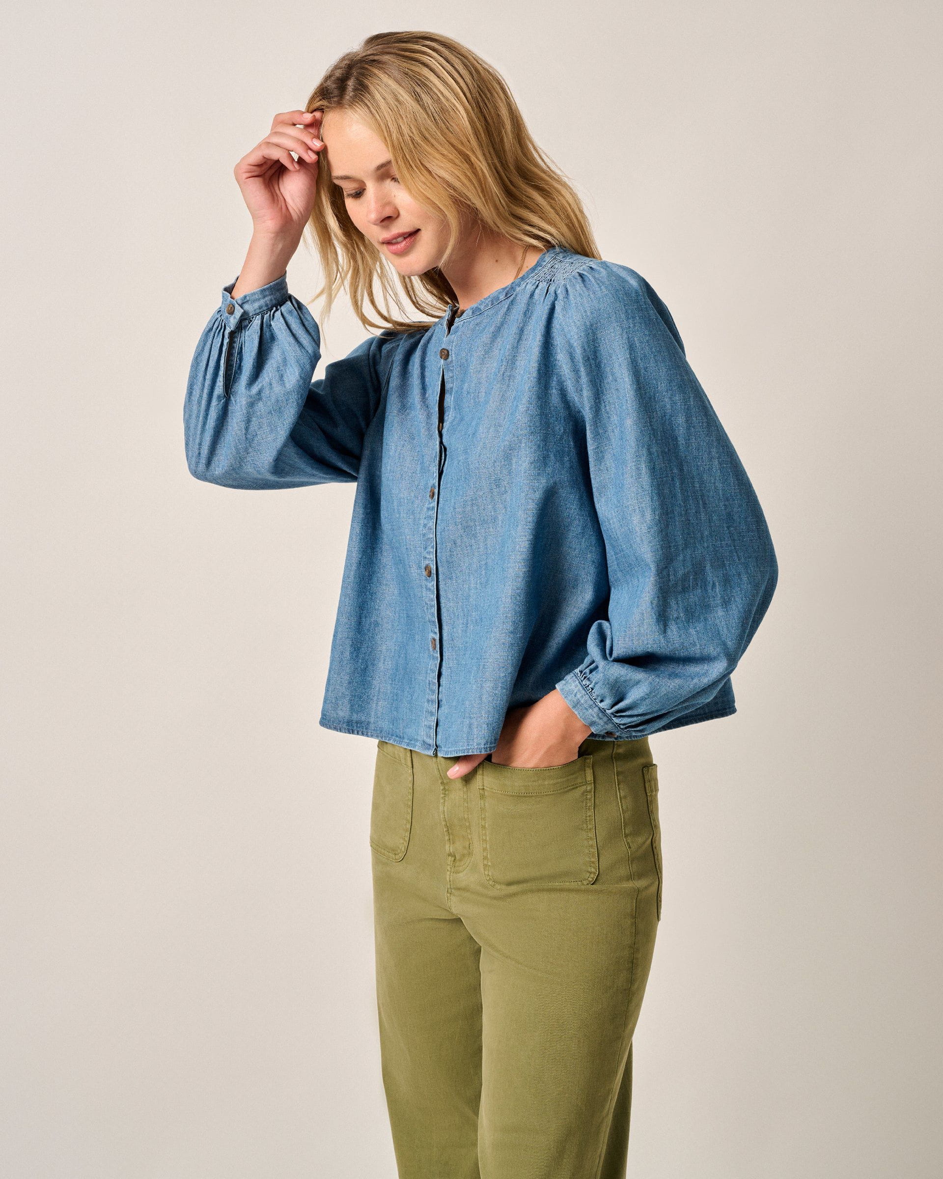 Blair Cotton Button Down Smock Blouse