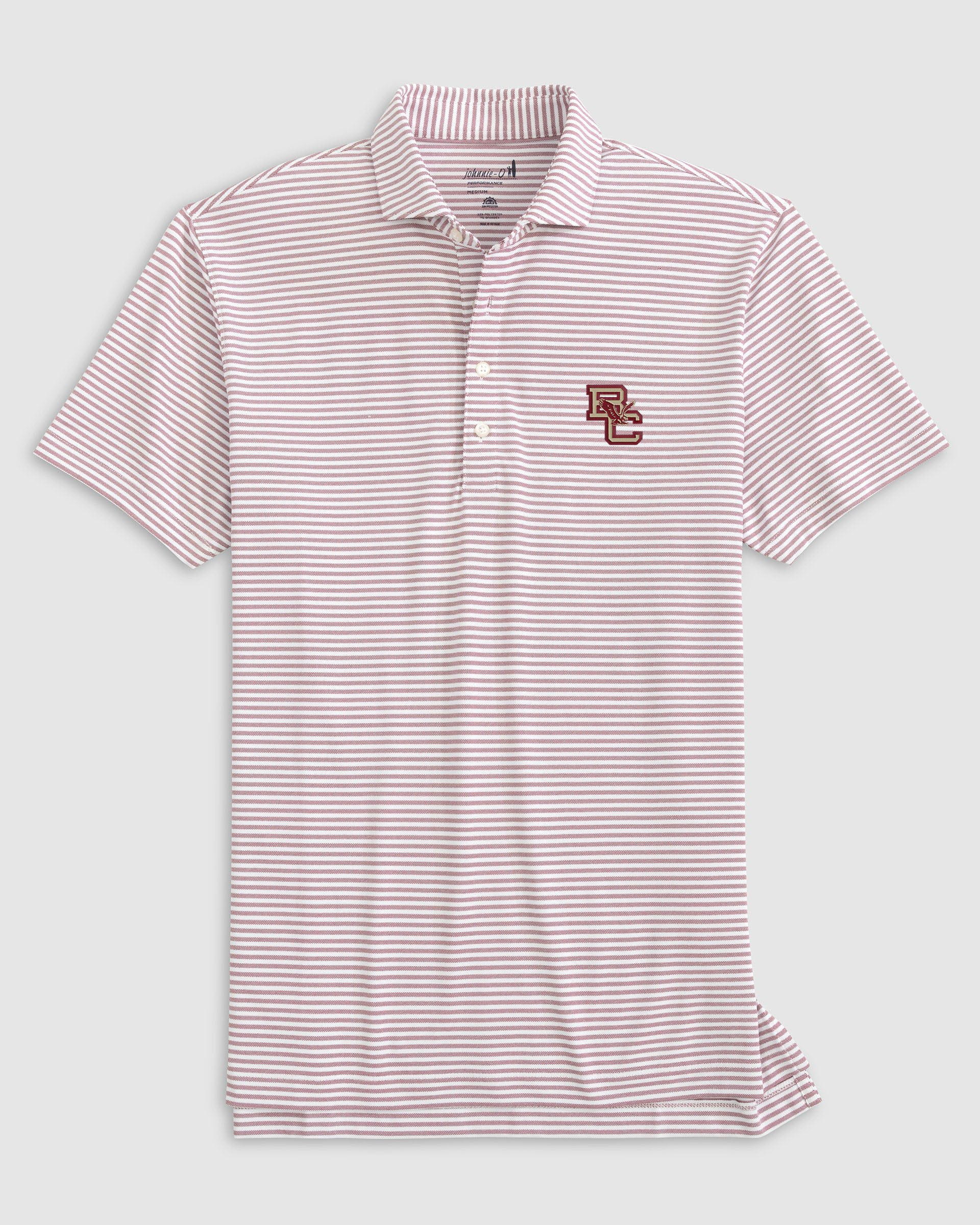 Boston College Stetsons Striped Performance Mesh Polo - Heritage Logo