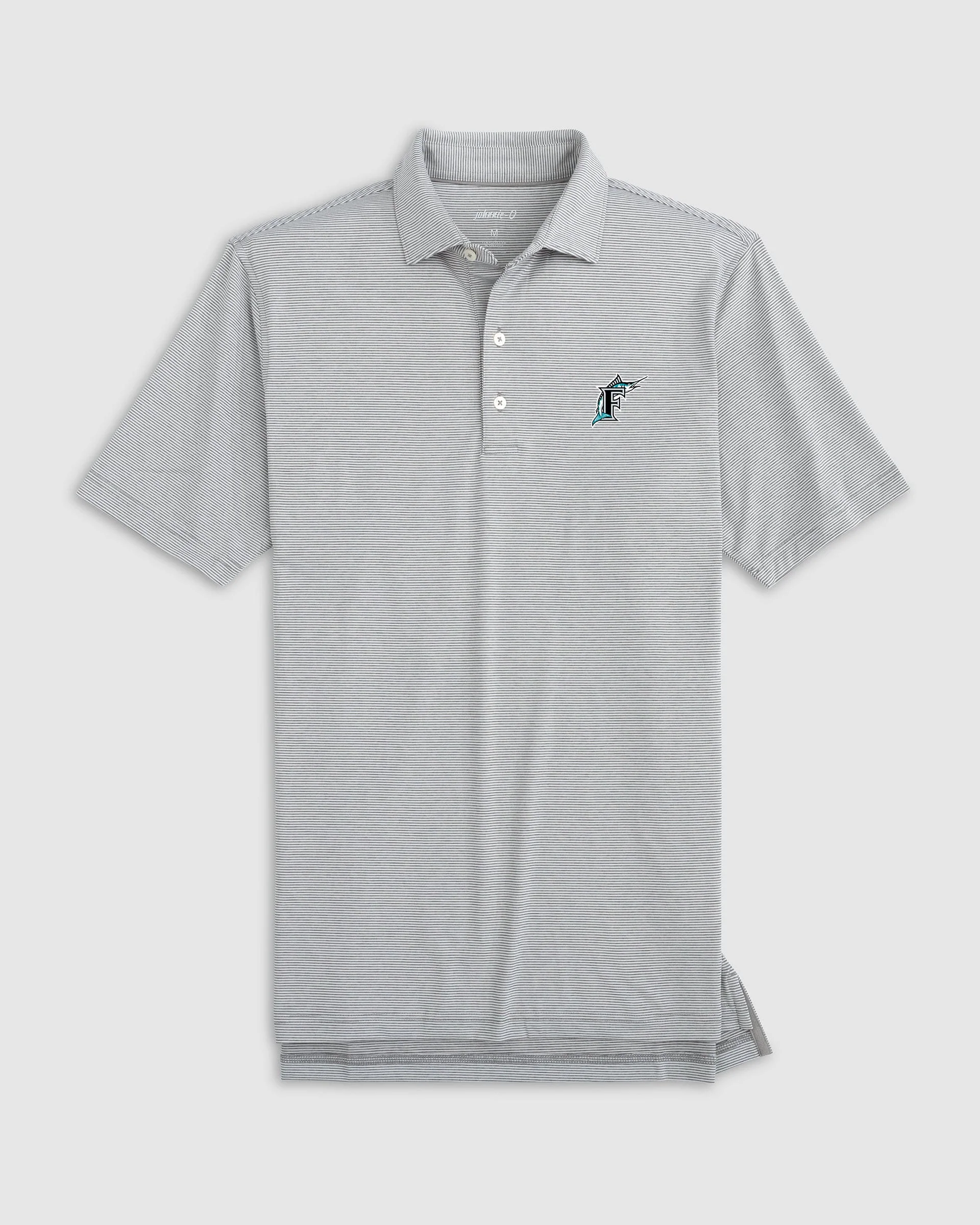 Miami Marlins Lyndonn Performance Jersey Striped Polo - Cooperstown Logo