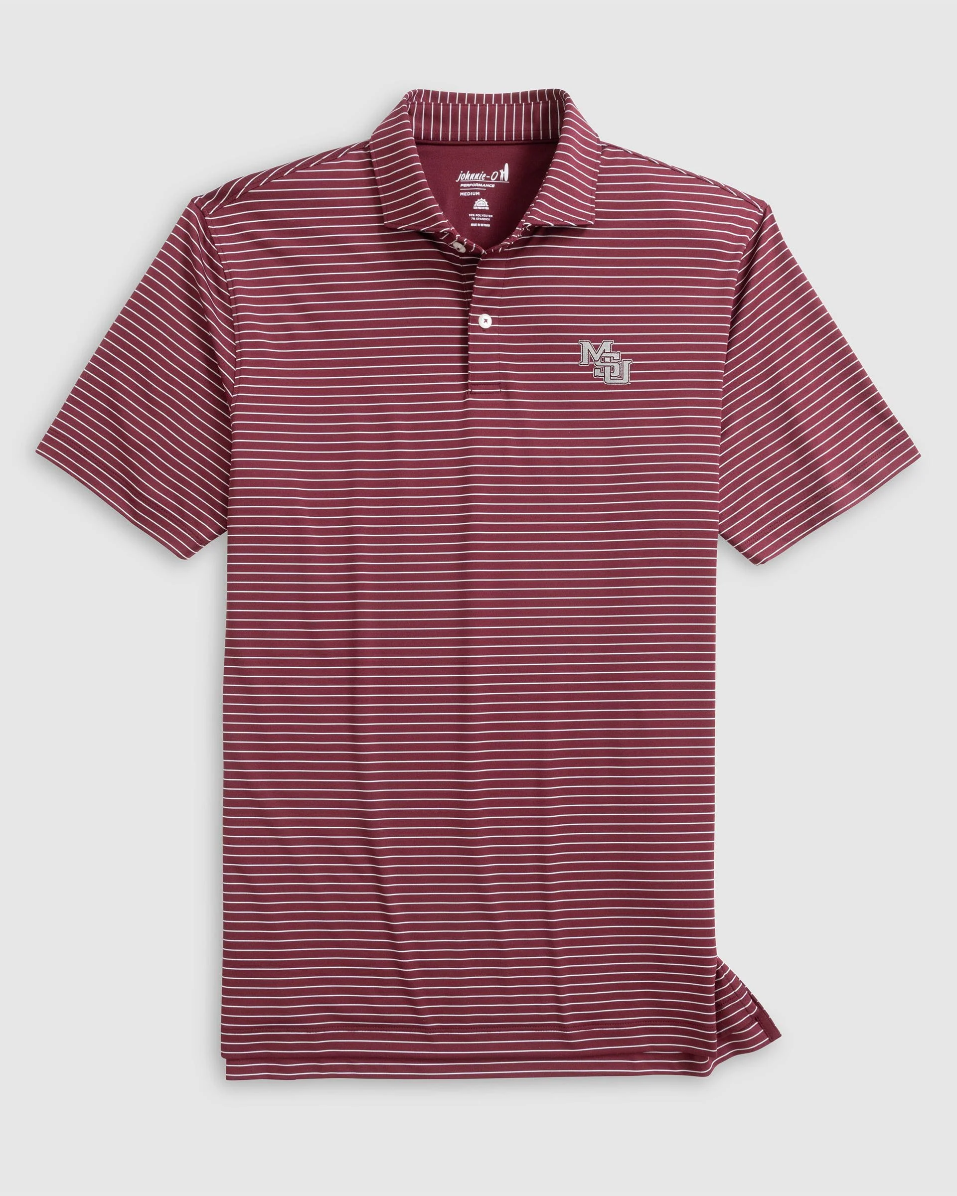 Mississippi State Beau Striped Performance Jersey Polo - Vault Logo