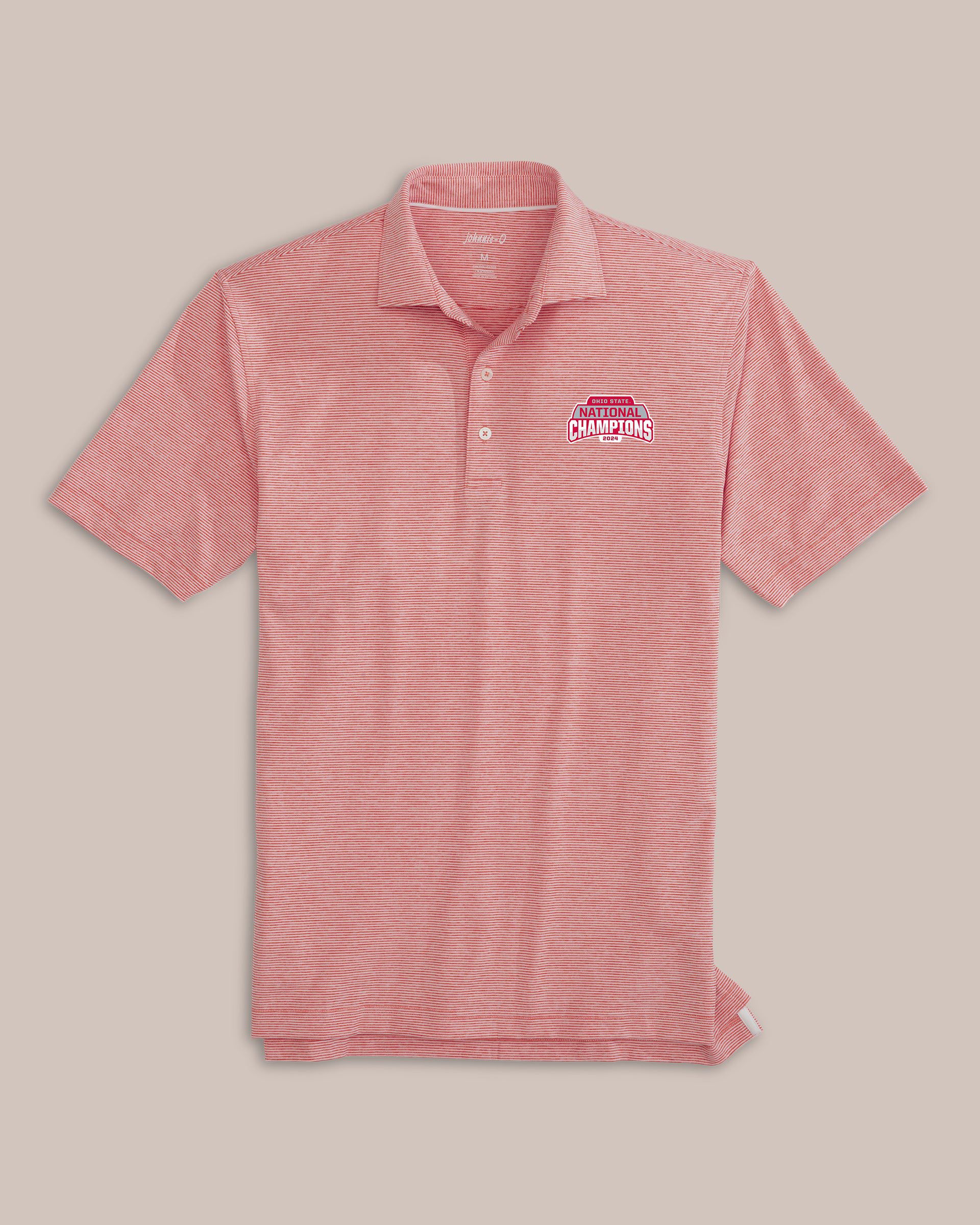 Ohio State Lyndonn Striped Jersey Performance Polo - 2024 CFP Champions Logo