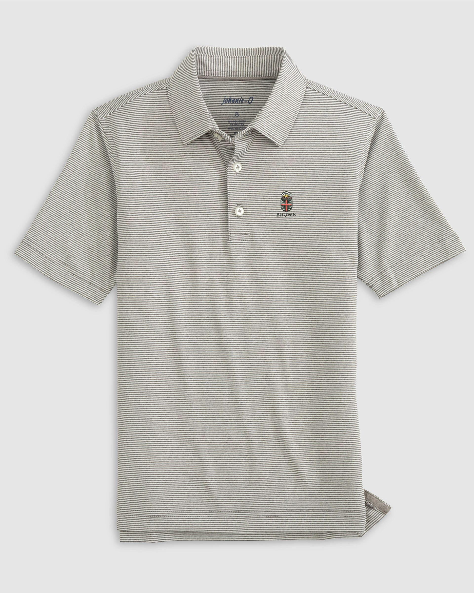 Brown Lyndonn Jr. Striped Jersey Performance Polo