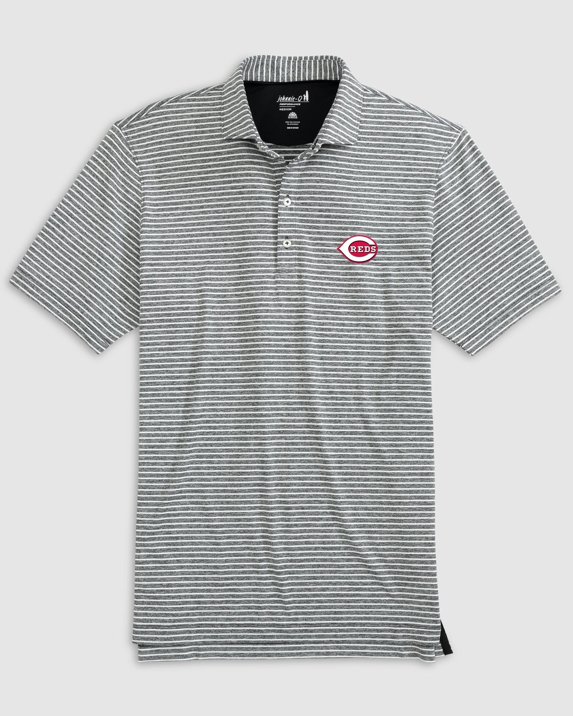 Cincinnati Reds Clipperr Striped Jersey Performance Polo