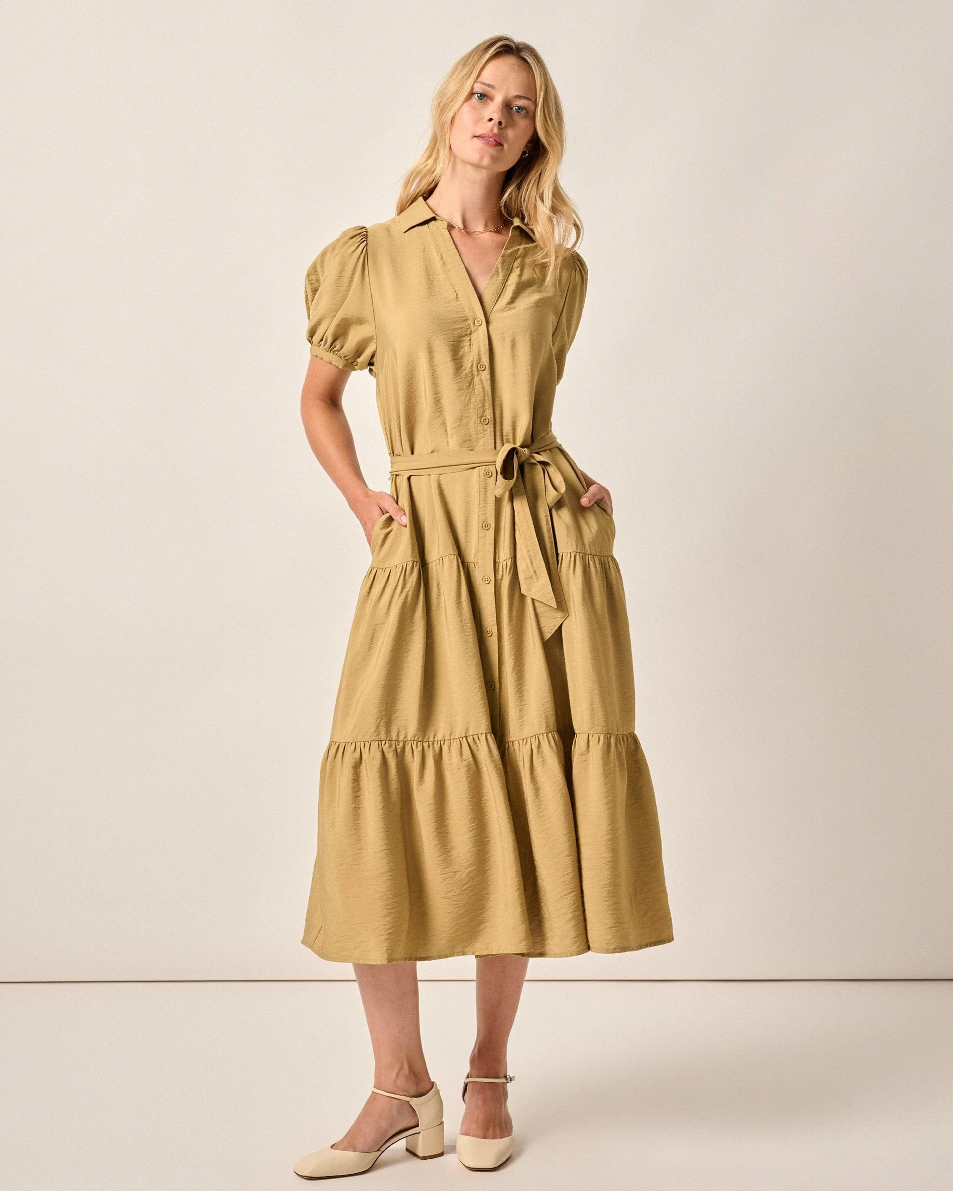 Lorelai Button Up Tiered Maxi Dress