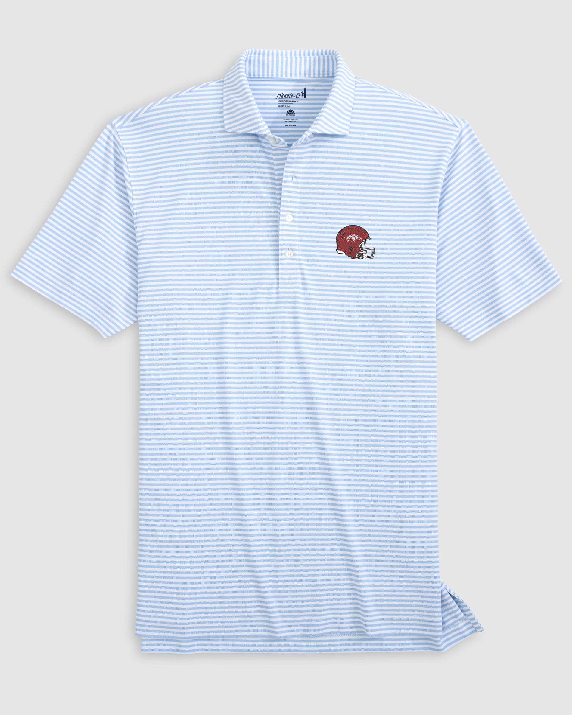 Arkansas Stetsons Striped Performance Mesh Polo - Helmet Logo
