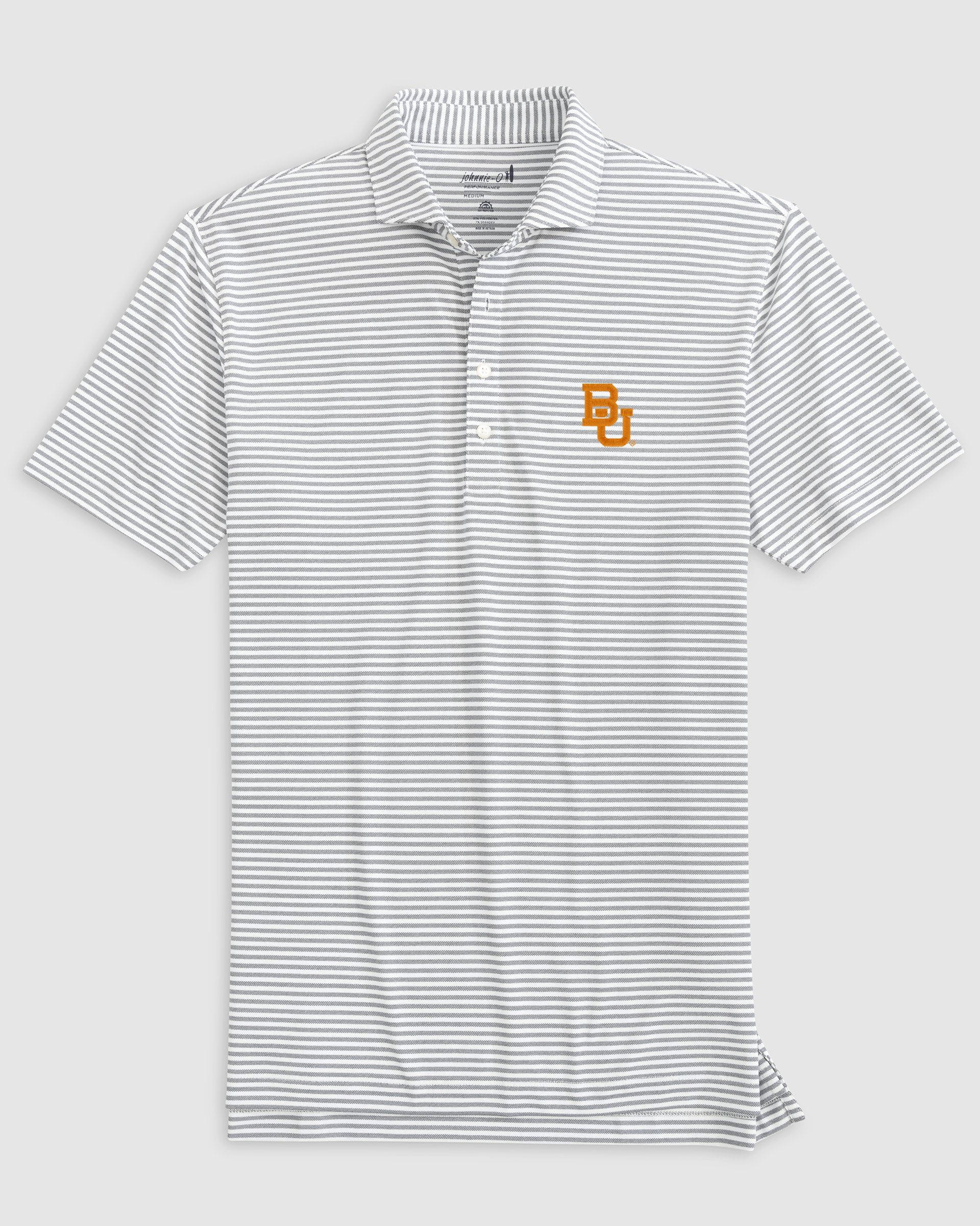 Baylor Stetsons Striped Performance Mesh Polo