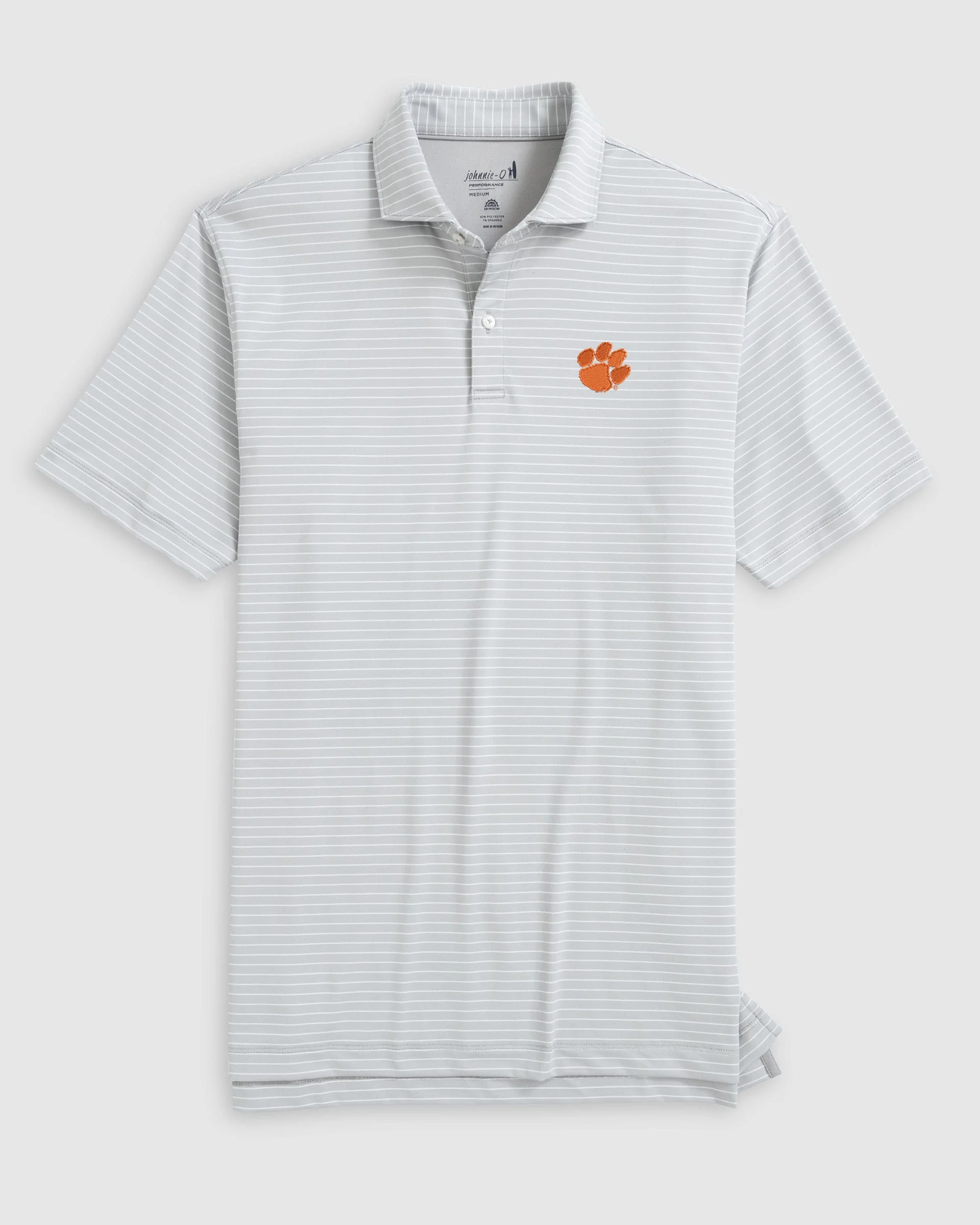 Clemson Beau Striped Performance Jersey Polo