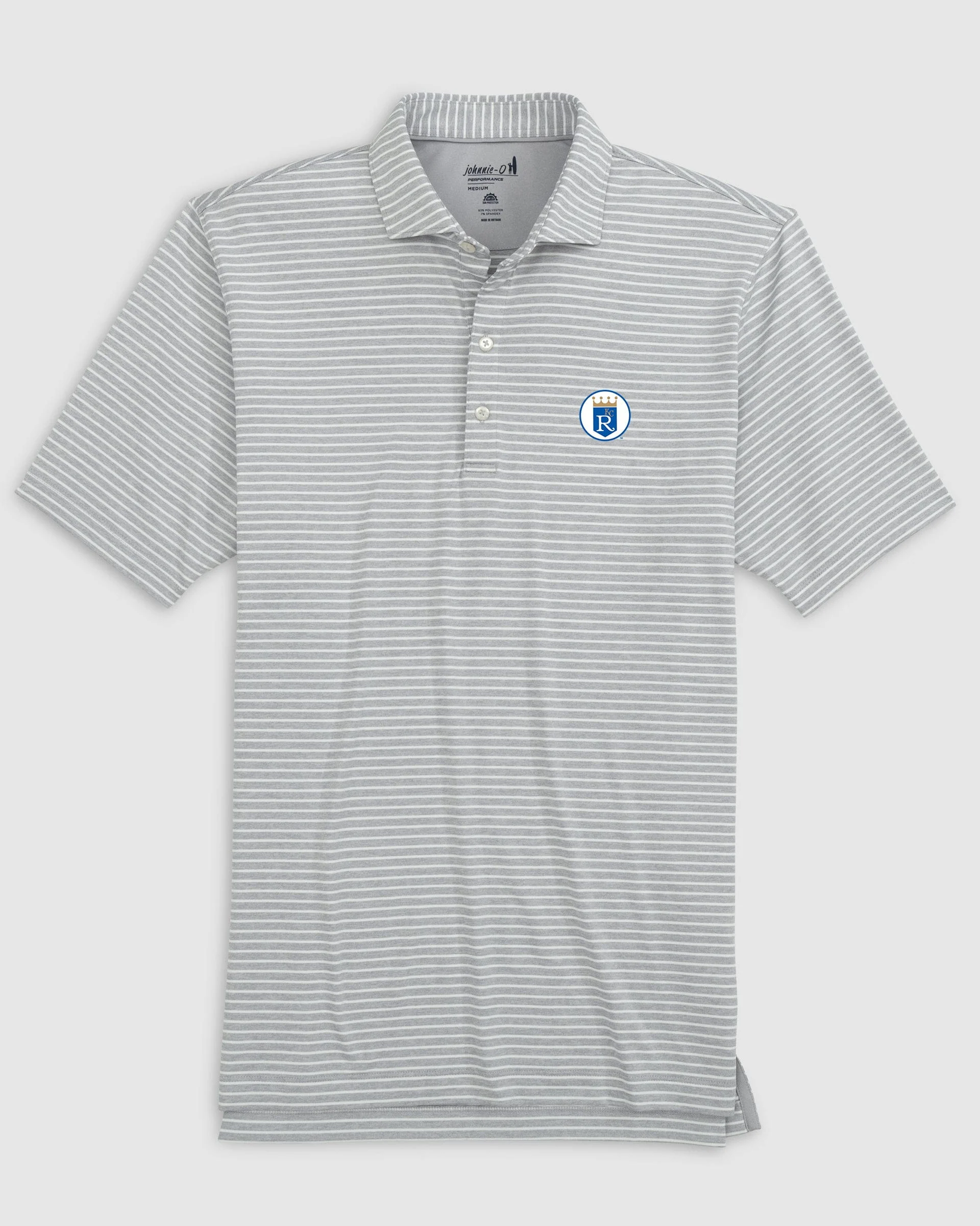 Kansas City Royals Clipperr Striped Jersey Performance Polo - Cooperstown Logo