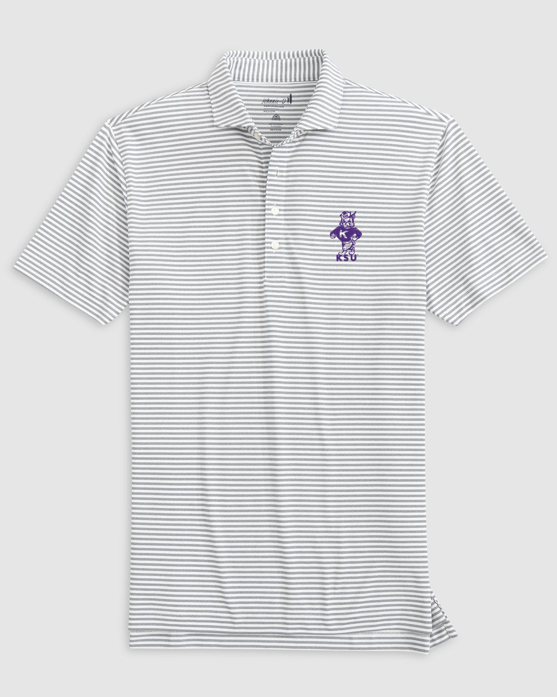 Kansas State Stetsons Striped Performance Mesh Polo - Vault Logo