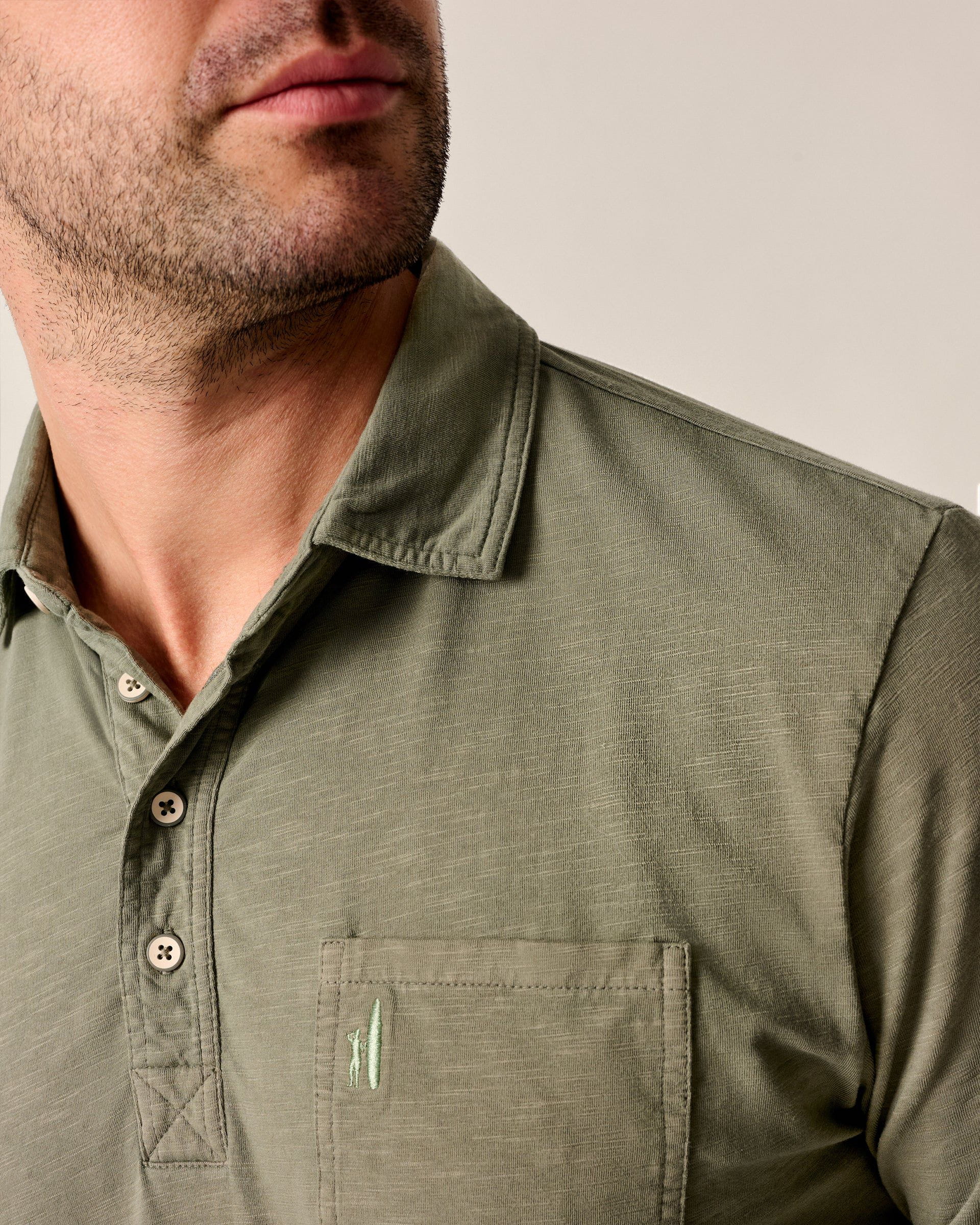Long-Sleeve Original 4-Button Polo - Coastal Wash
