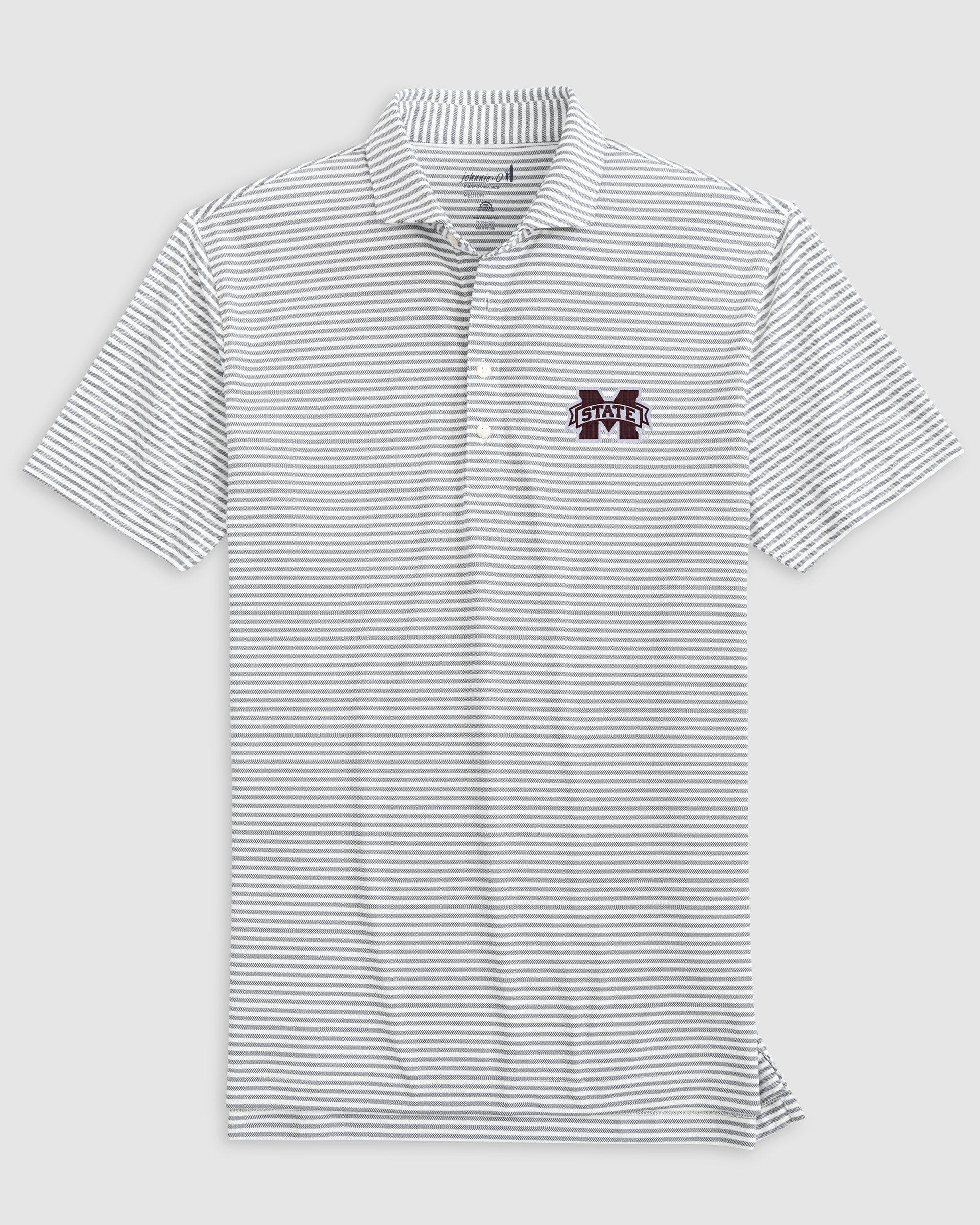 Mississippi State Stetsons Striped Performance Mesh Polo