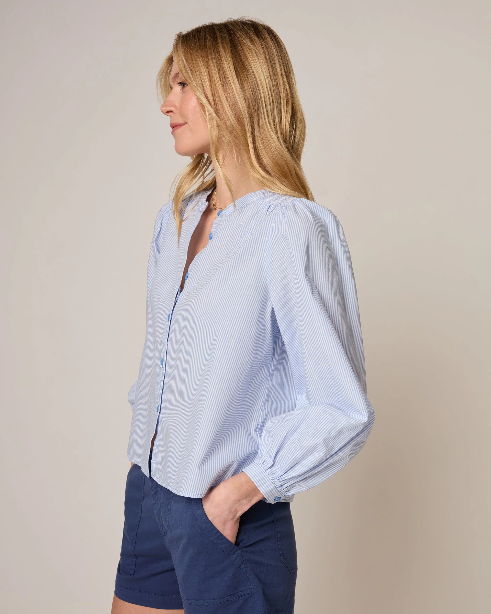 Blair Cotton Button Down Smock Blouse