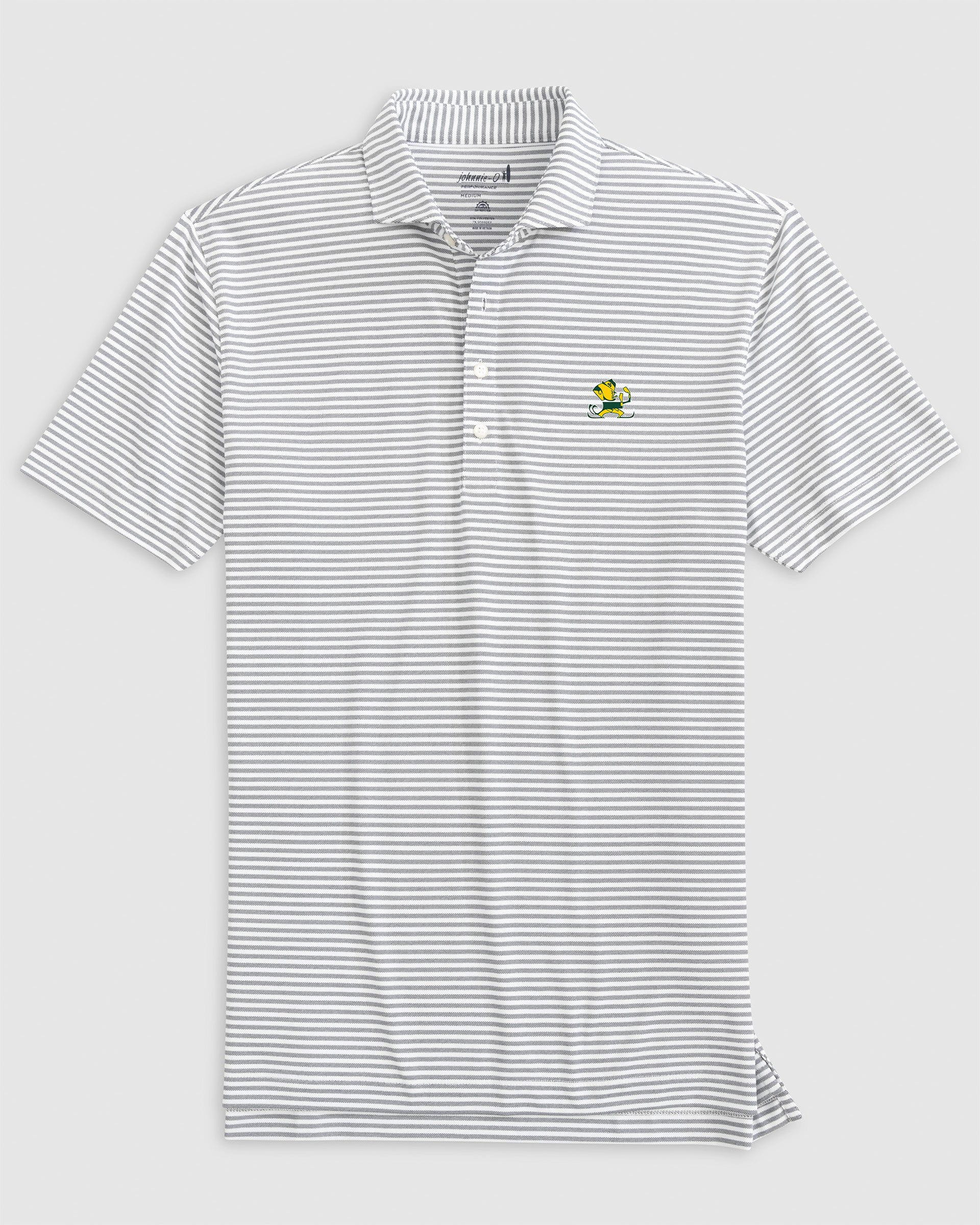 Notre Dame Stetsons Striped Performance Mesh Polo - Vintage Logo