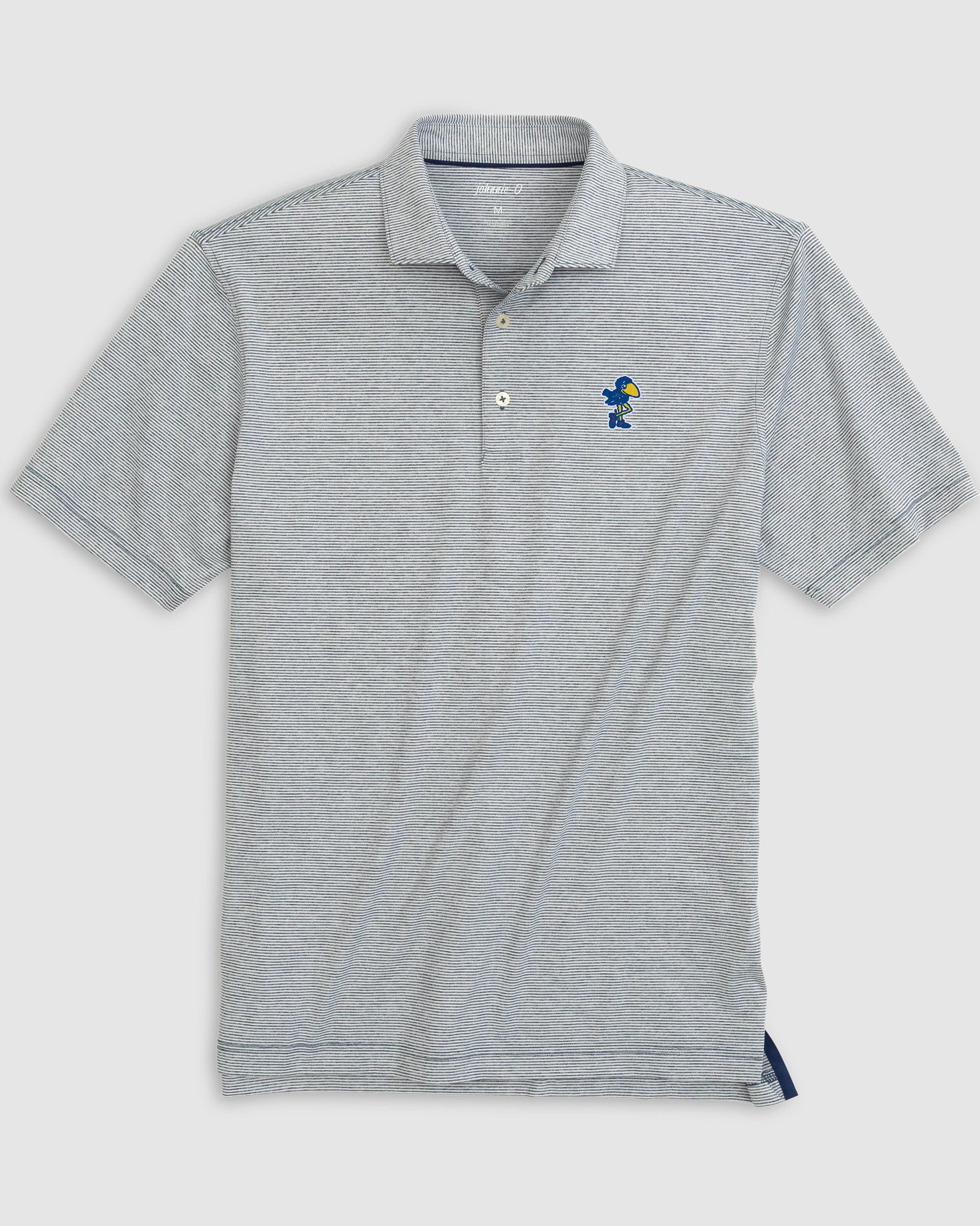 Kansas Lyndonn Striped Jersey Performance Polo - Vault Logo