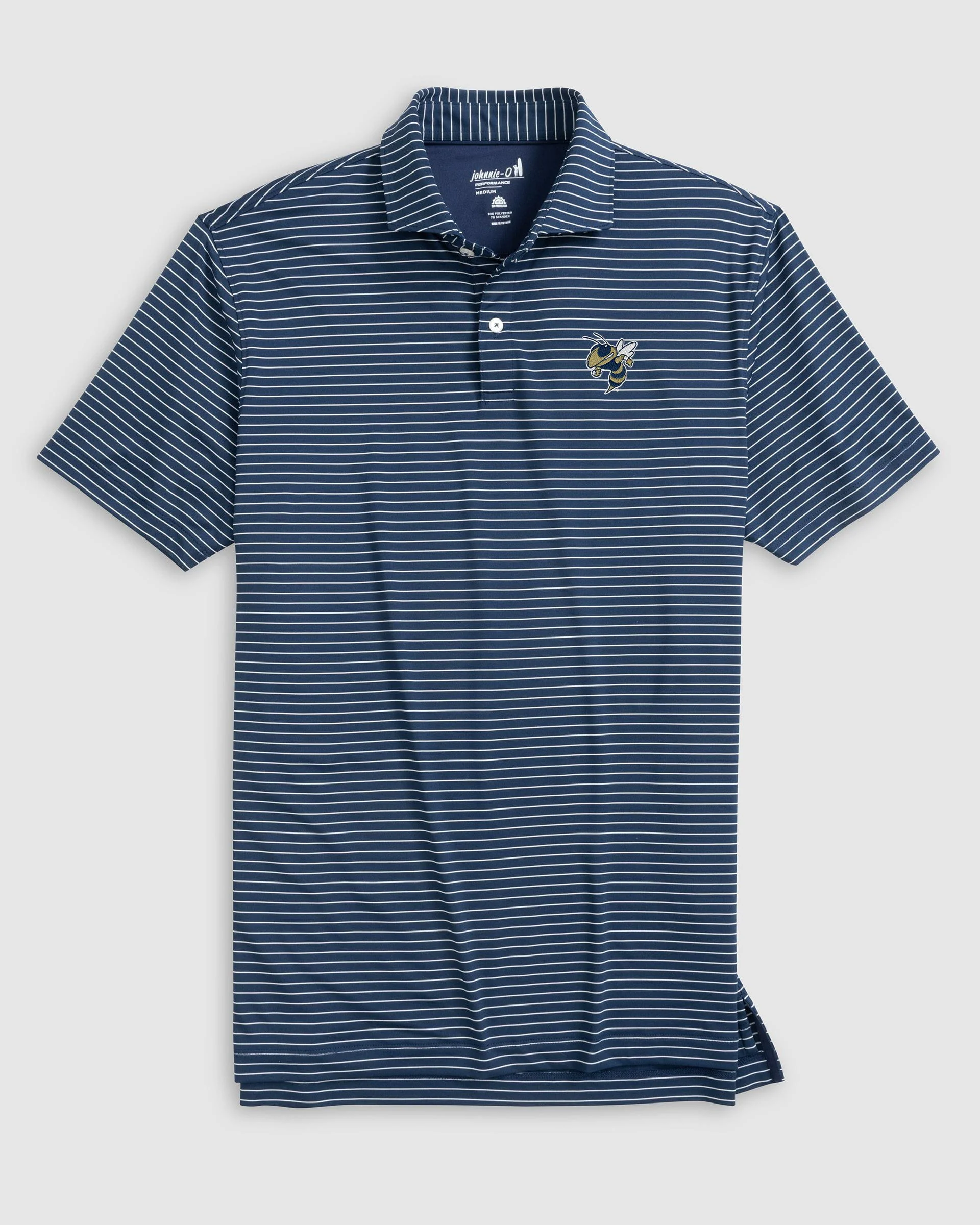 Georgia Tech Beau Striped Performance Jersey Polo - Buzz Logo
