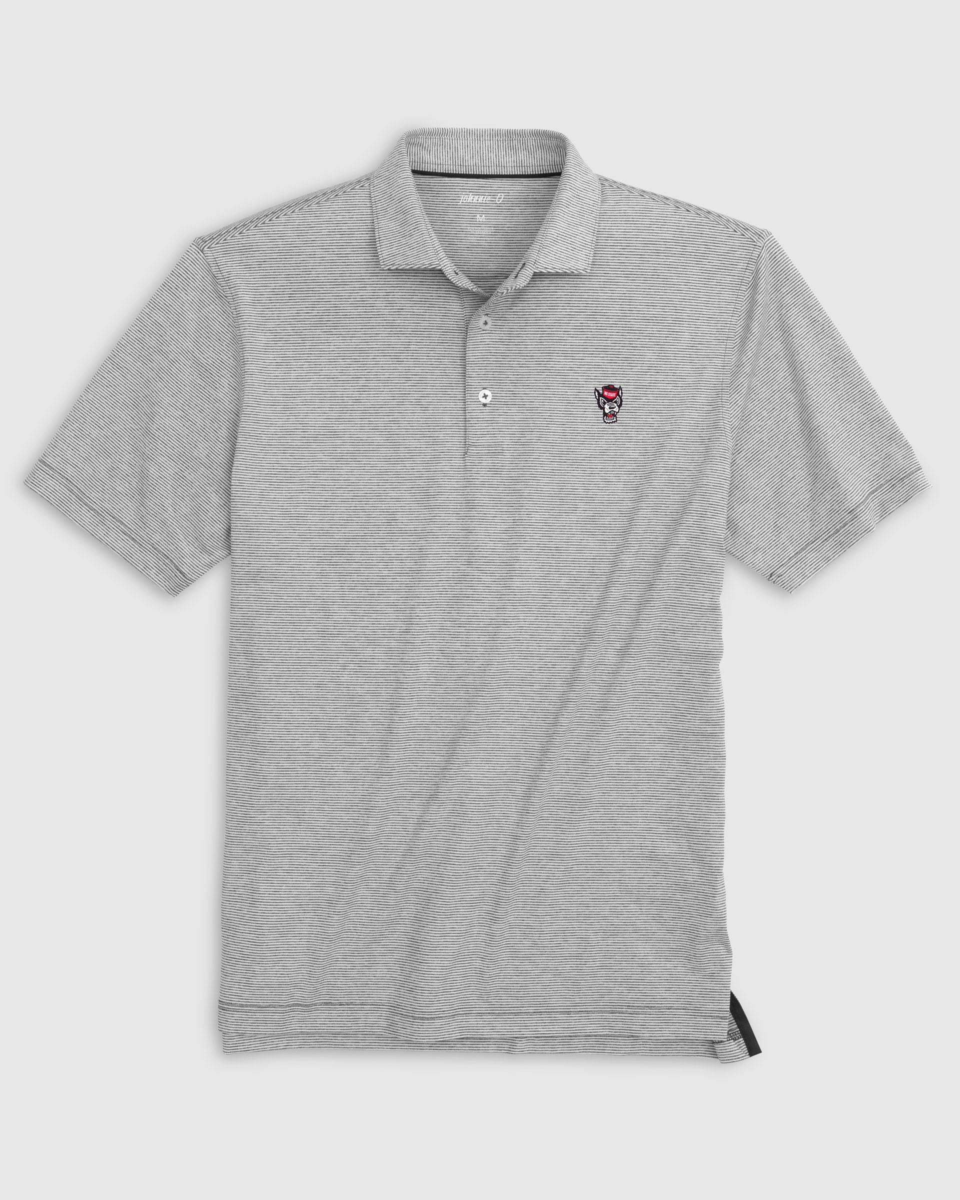 NC State Lyndonn Striped Jersey Performance Polo - Wolf Logo
