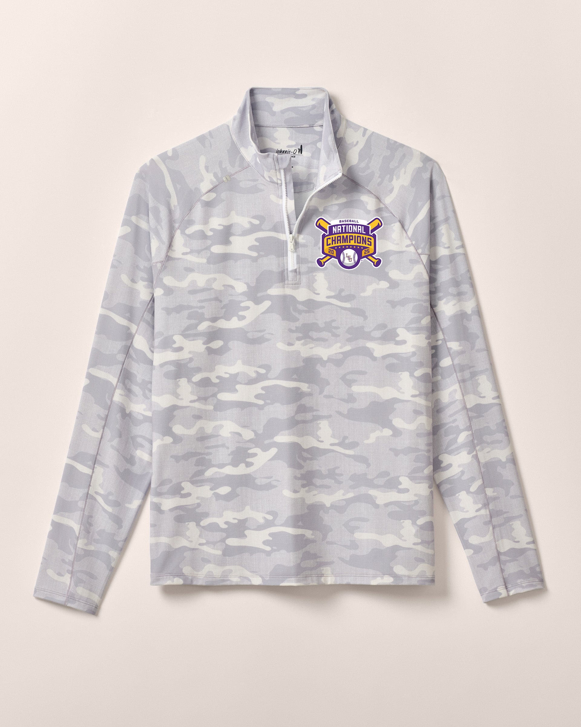 Louisiana State Patton Performance Camo 1/4 Zip - College World Series Championship Logo