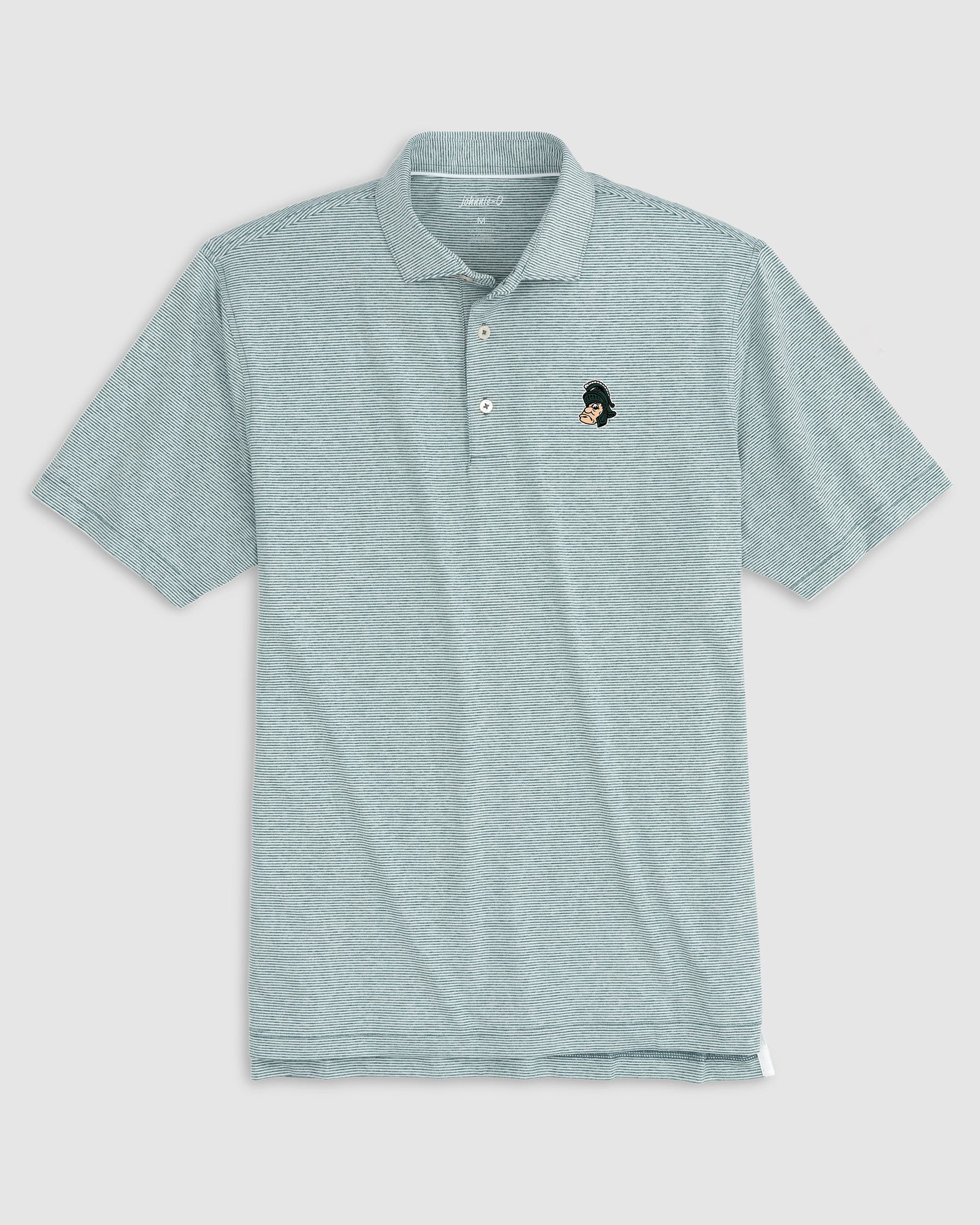 Michigan State Lyndonn Striped Jersey Performance Polo - Vault Logo