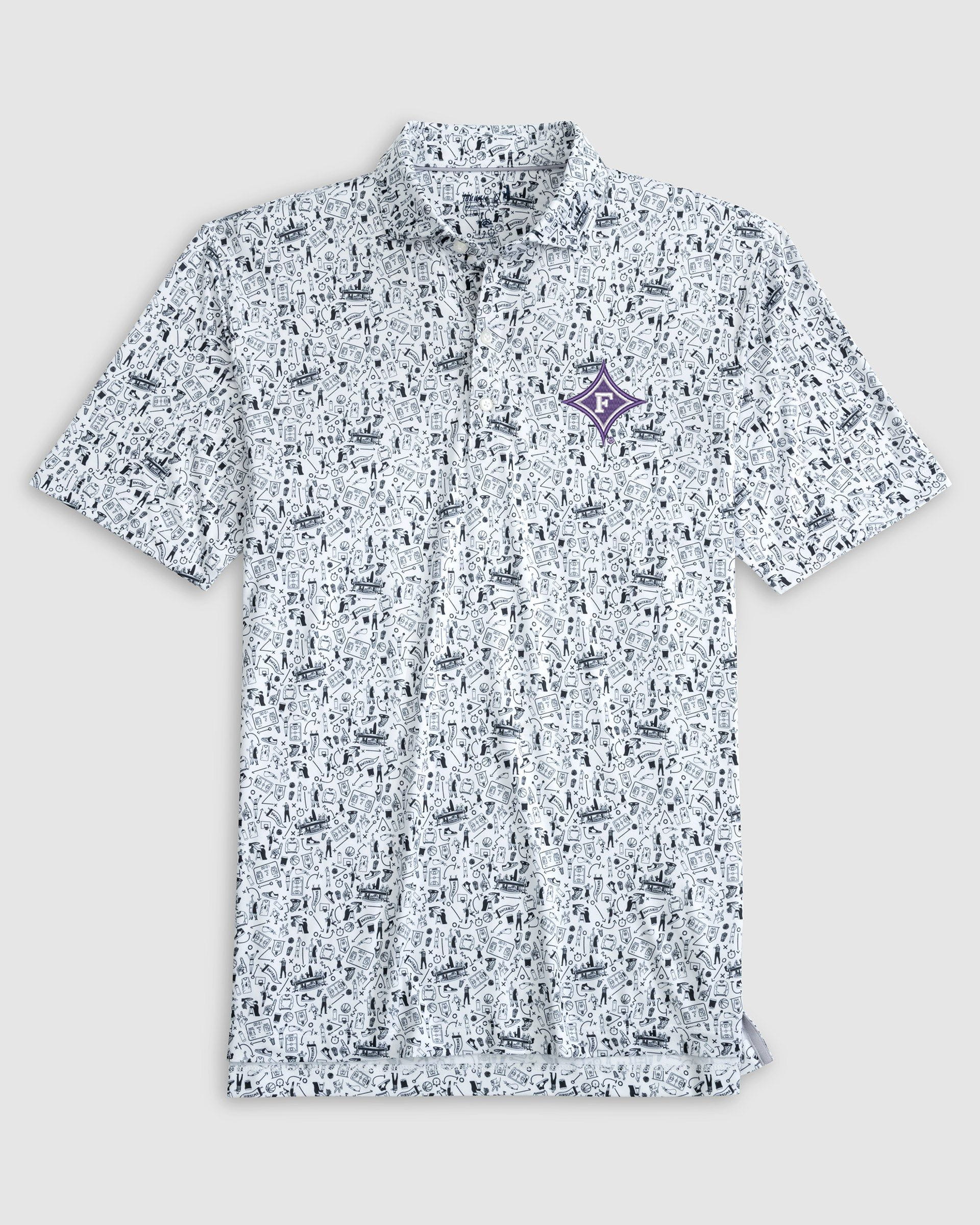 Furman Hoop There It Is Printed Performance Jersey Polo