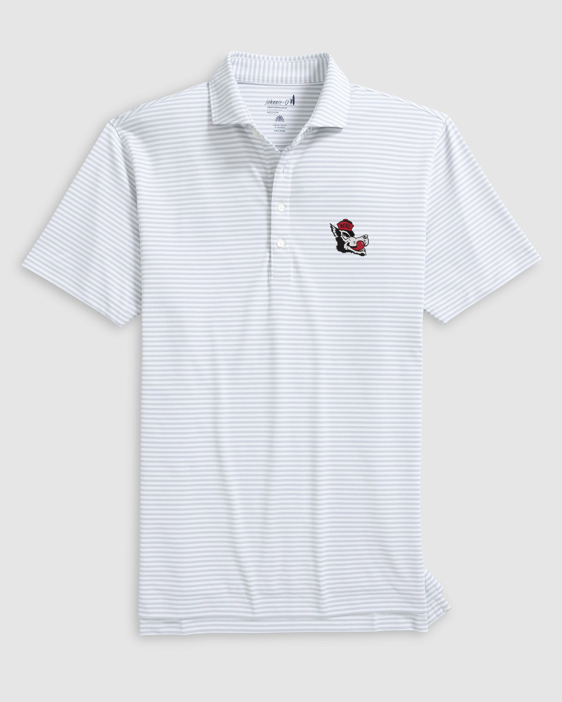 NC State Stetsons Striped Performance Mesh Polo - Vault Logo