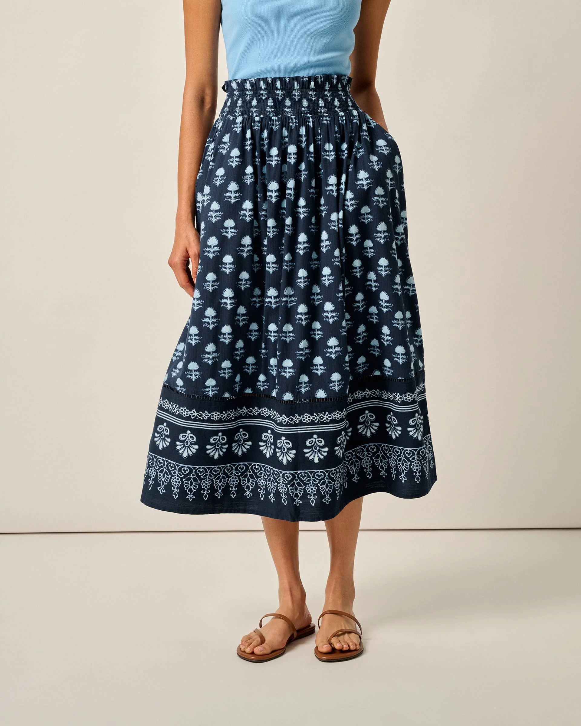 Kinsley Block Print Midi Skirt