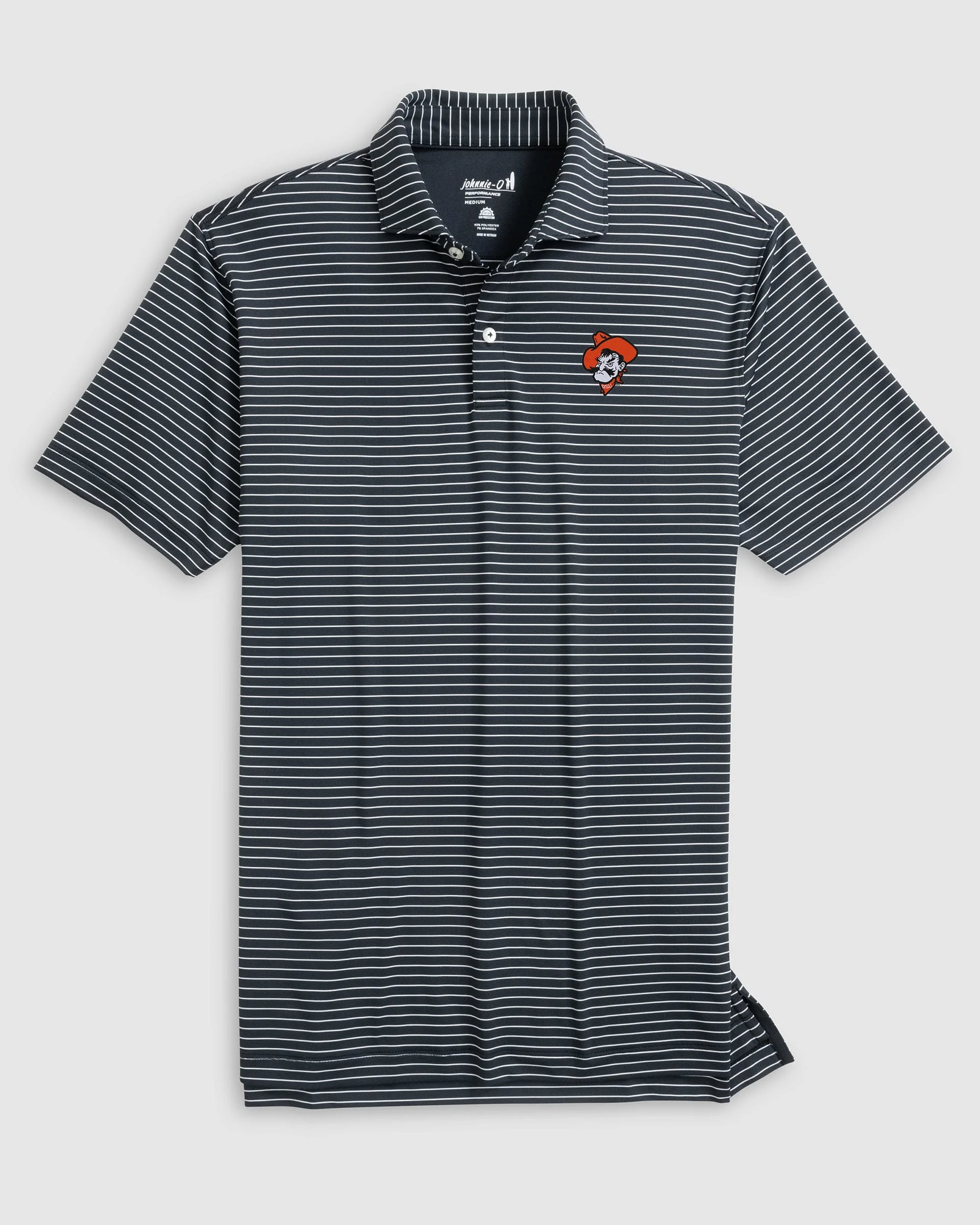 Oklahoma State Beau Striped Performance Jersey Polo - Pistol Pete Logo