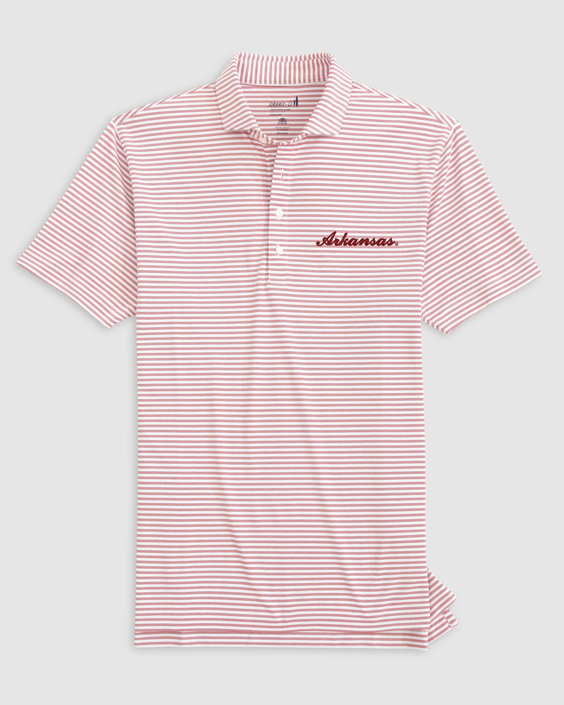 Arkansas Stetsons Striped Performance Mesh Polo - Script Logo