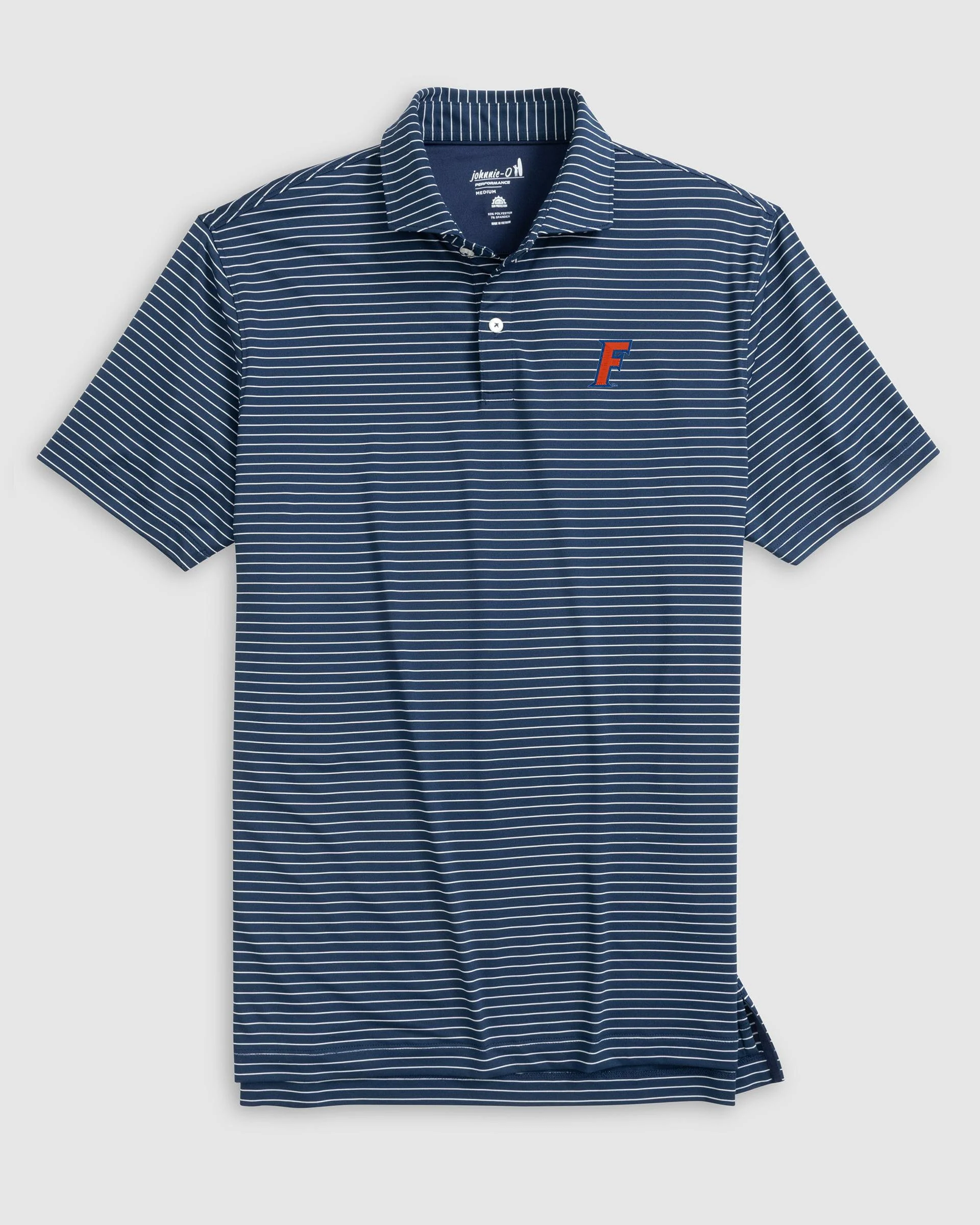 Florida Beau Striped Performance Jersey Polo - F Logo