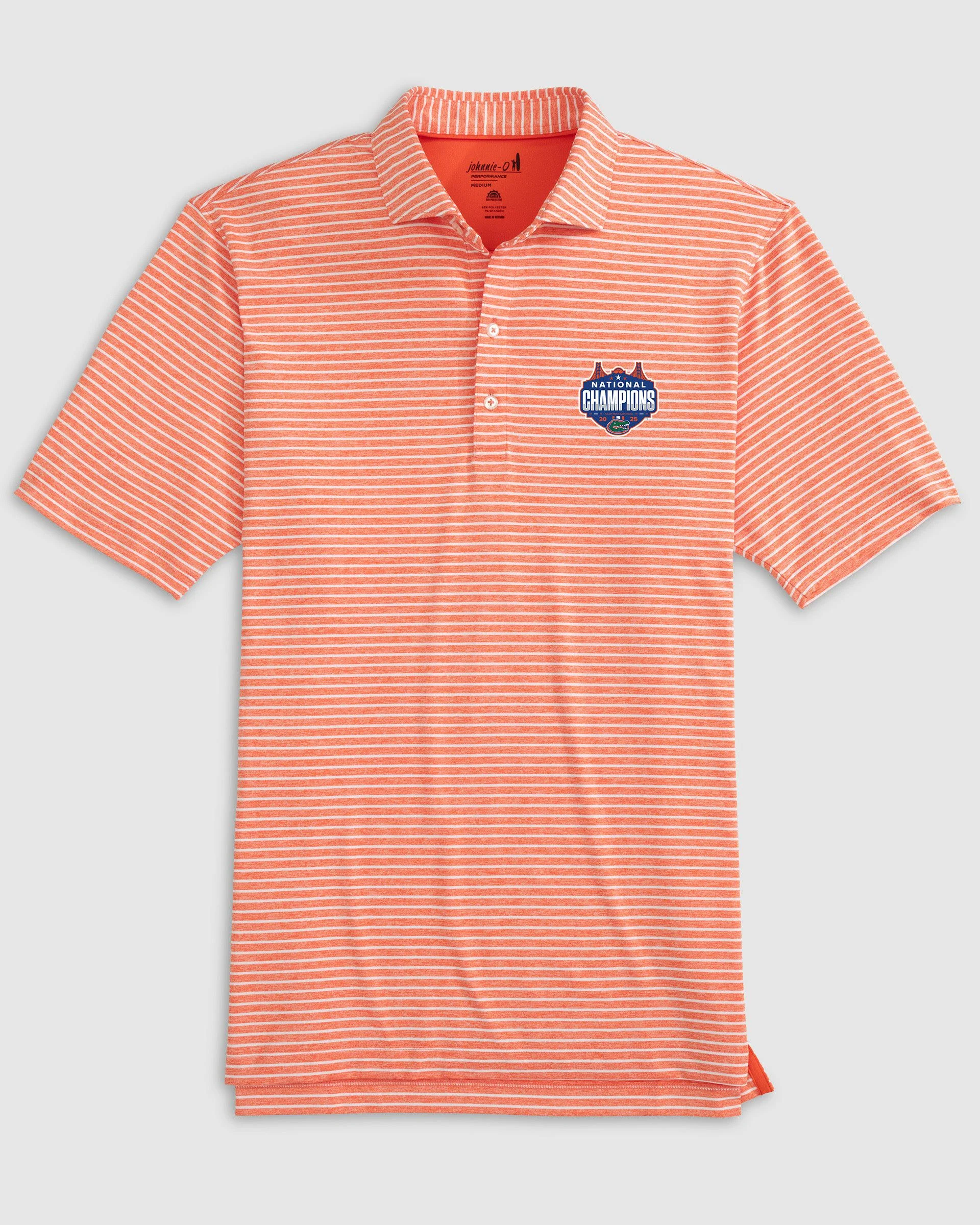Florida Clipperr Striped Jersey Performance Polo - 2025 Men's College Basketball Champions Logo