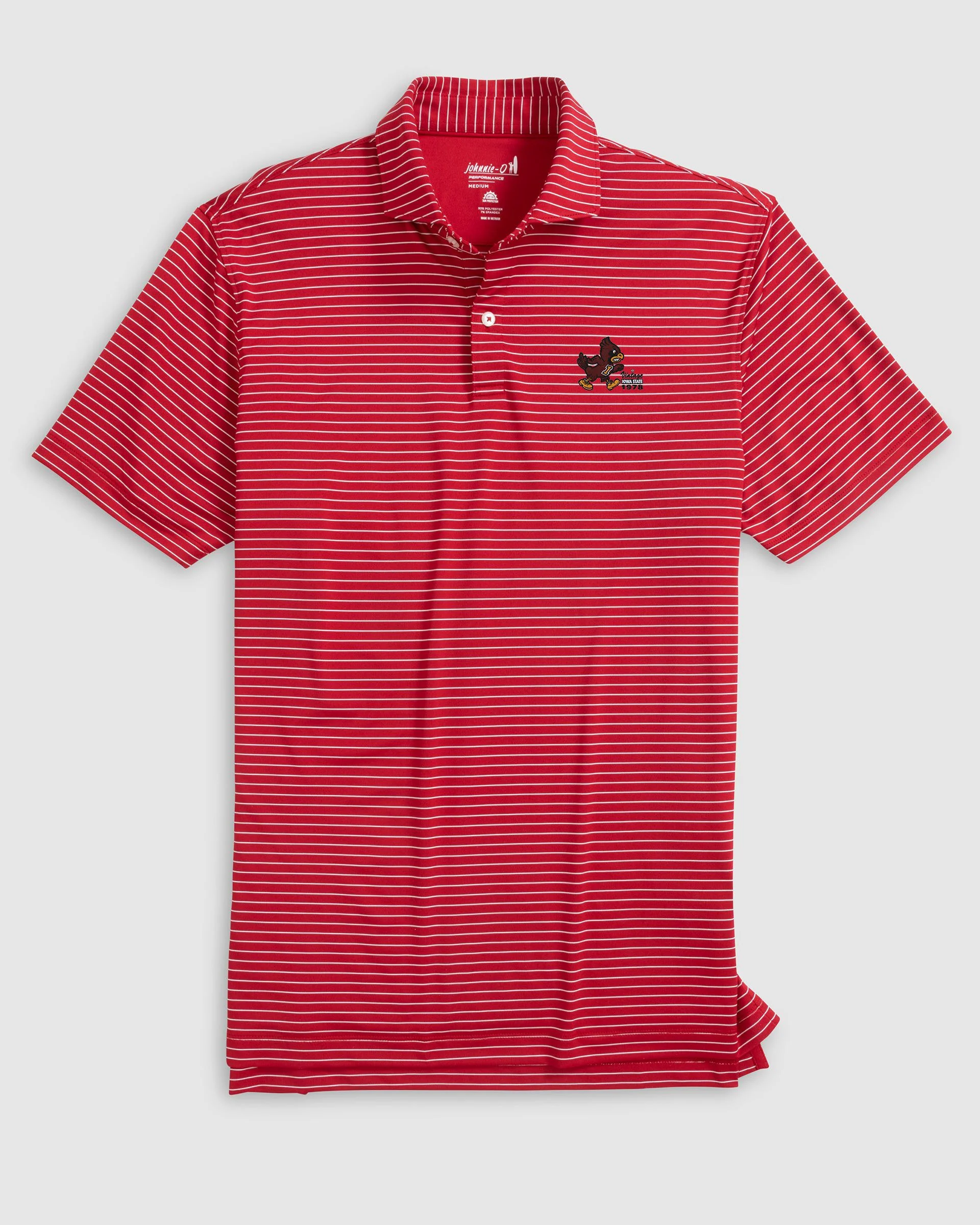 Iowa State Beau Striped Performance Jersey Polo - Vault Logo