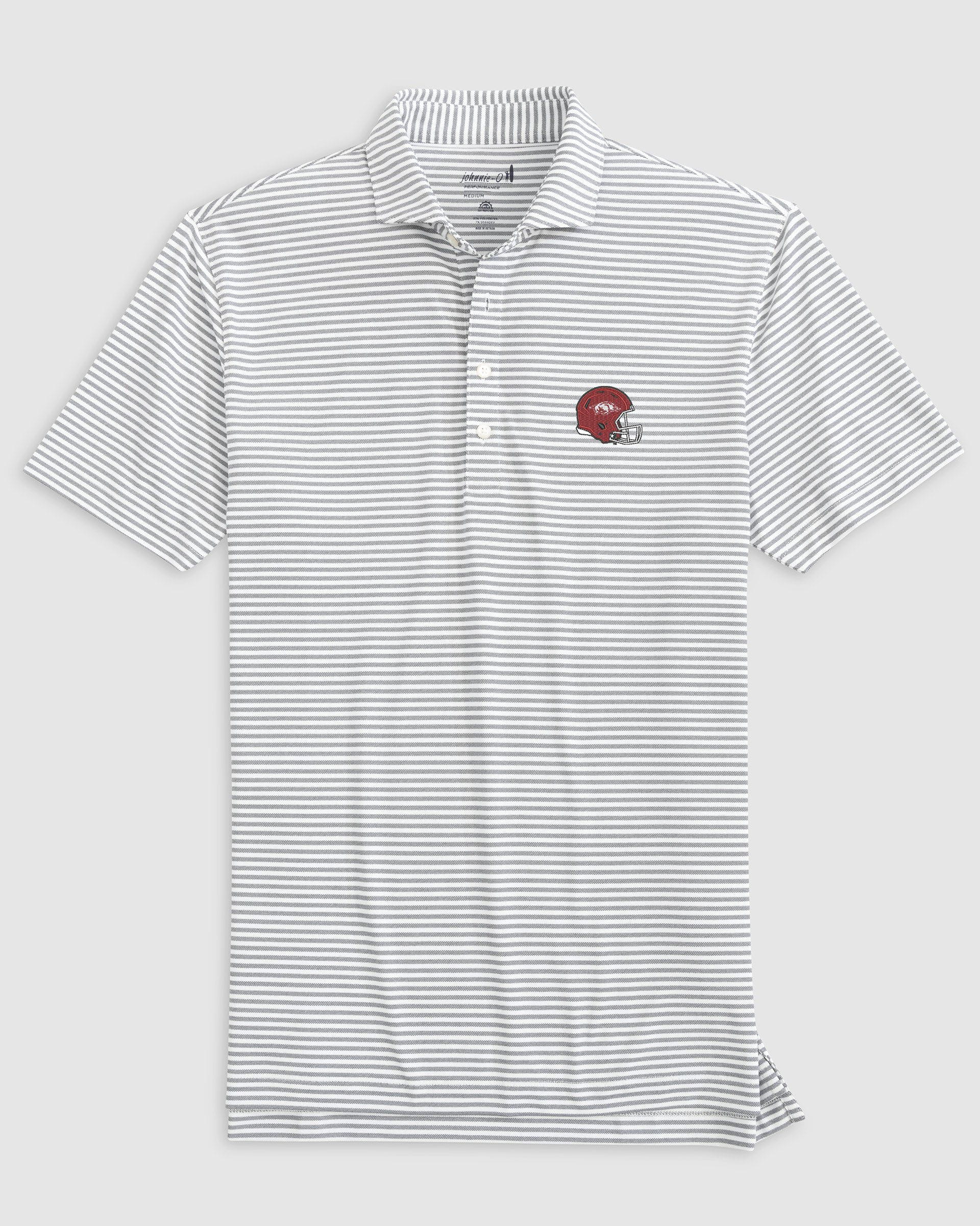 Arkansas Stetsons Striped Performance Mesh Polo - Helmet Logo