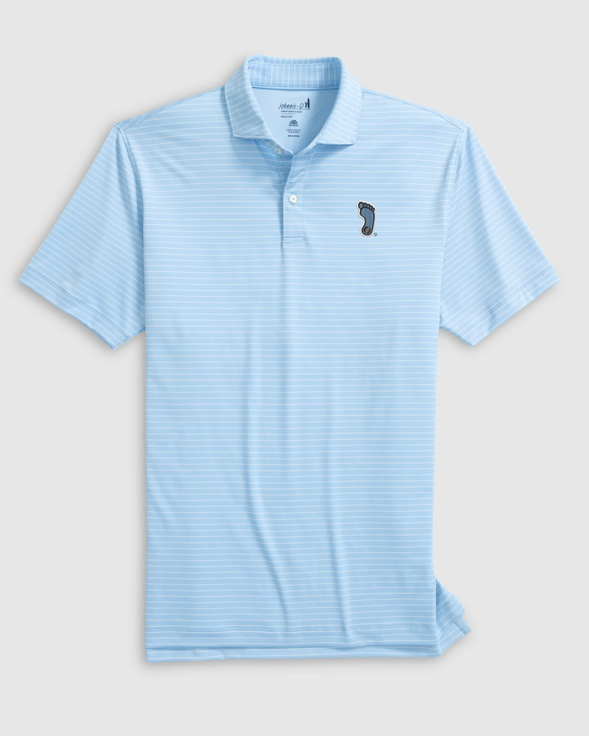 North Carolina Beau Striped Performance Jersey Polo - Tar Heel Logo