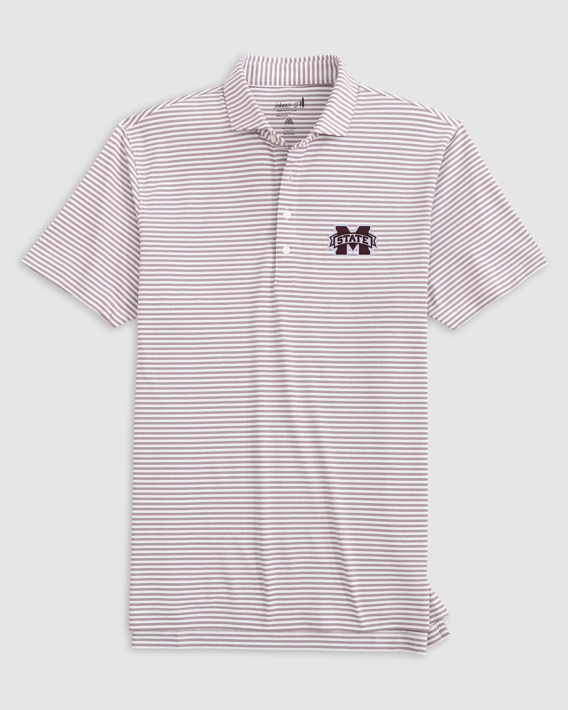Mississippi State Stetsons Striped Performance Mesh Polo