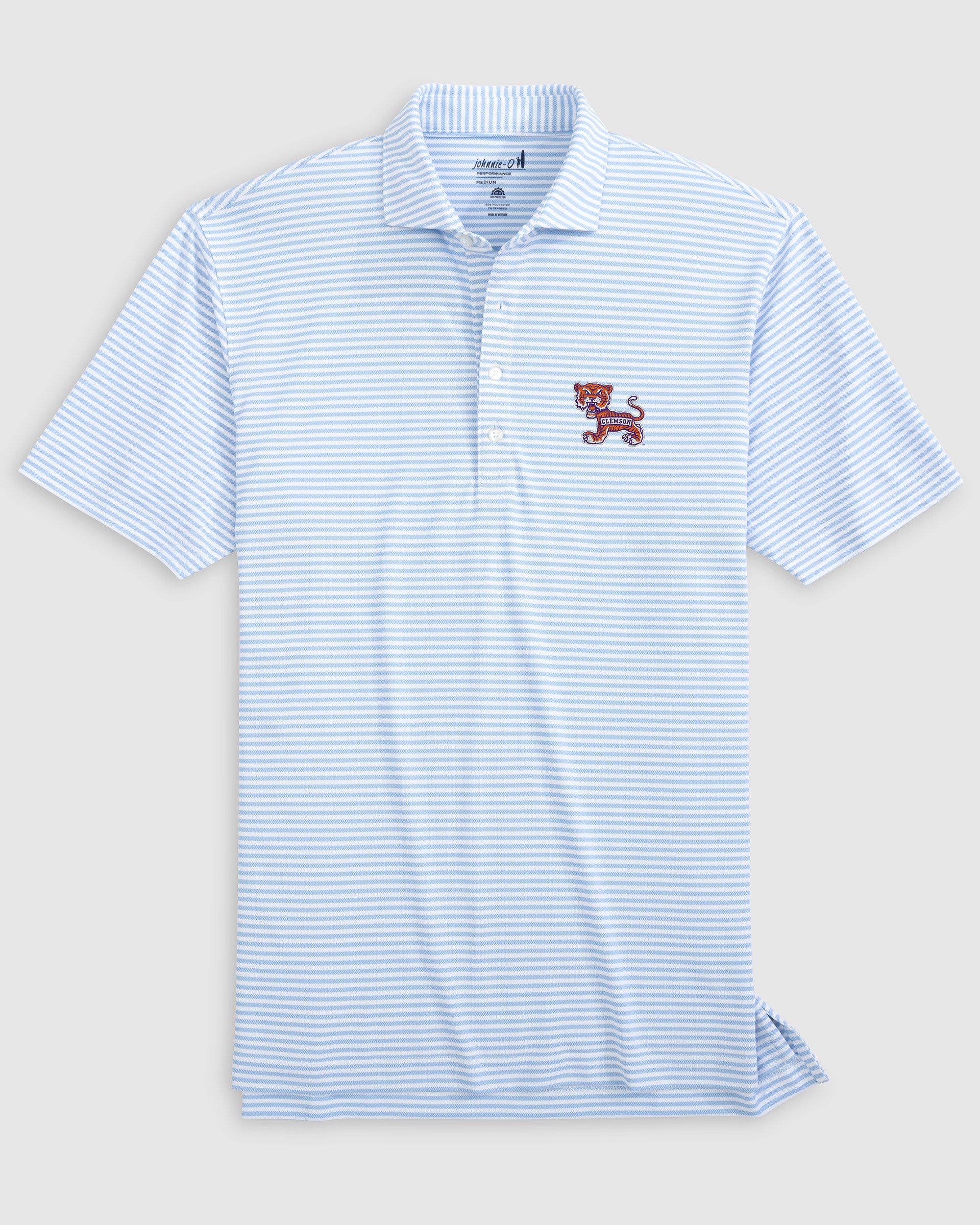 Clemson Stetsons Striped Performance Mesh Polo - Vault Logo