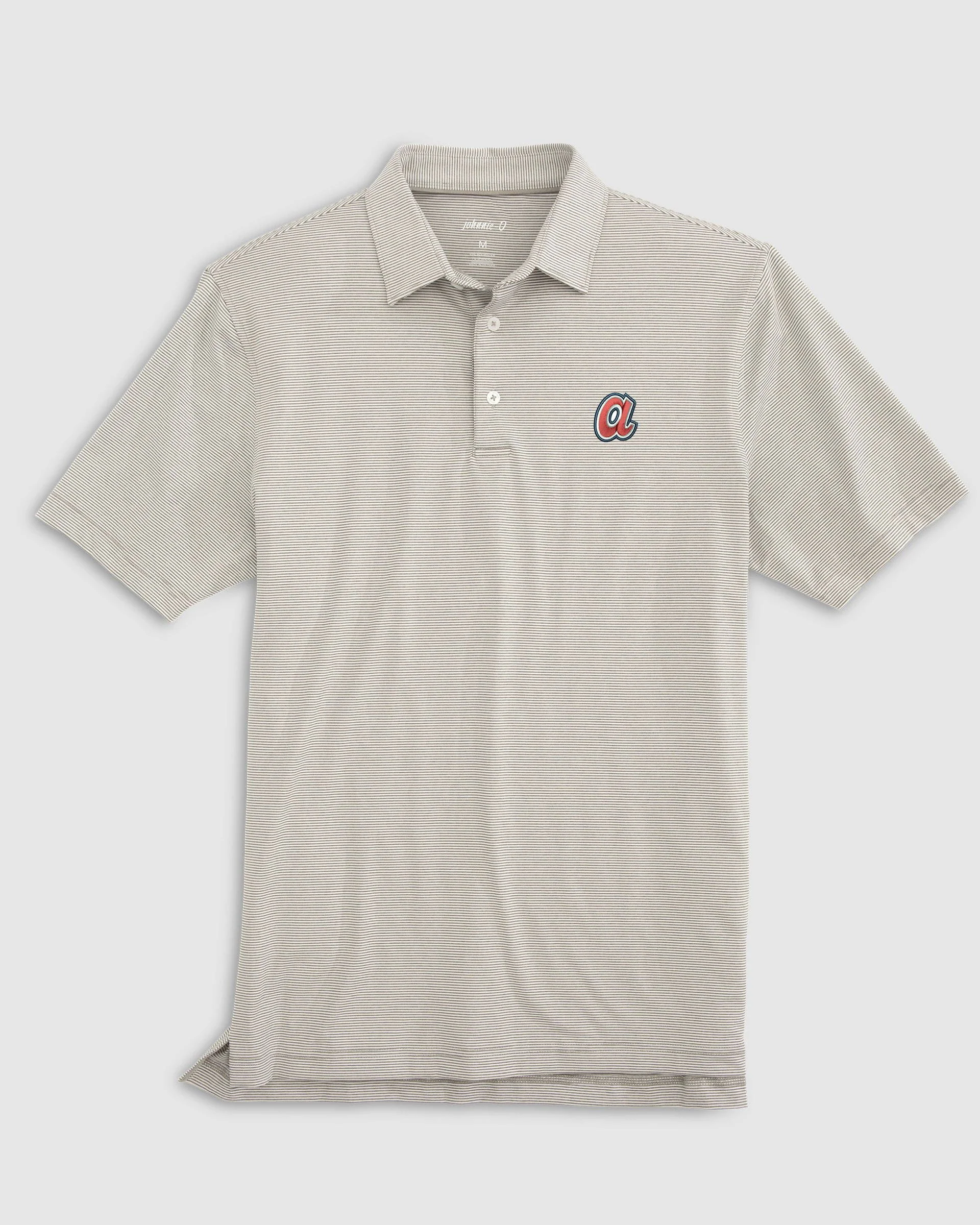 Atlanta Braves Lyndonn Striped Jersey Performance Polo - Cooperstown Logo