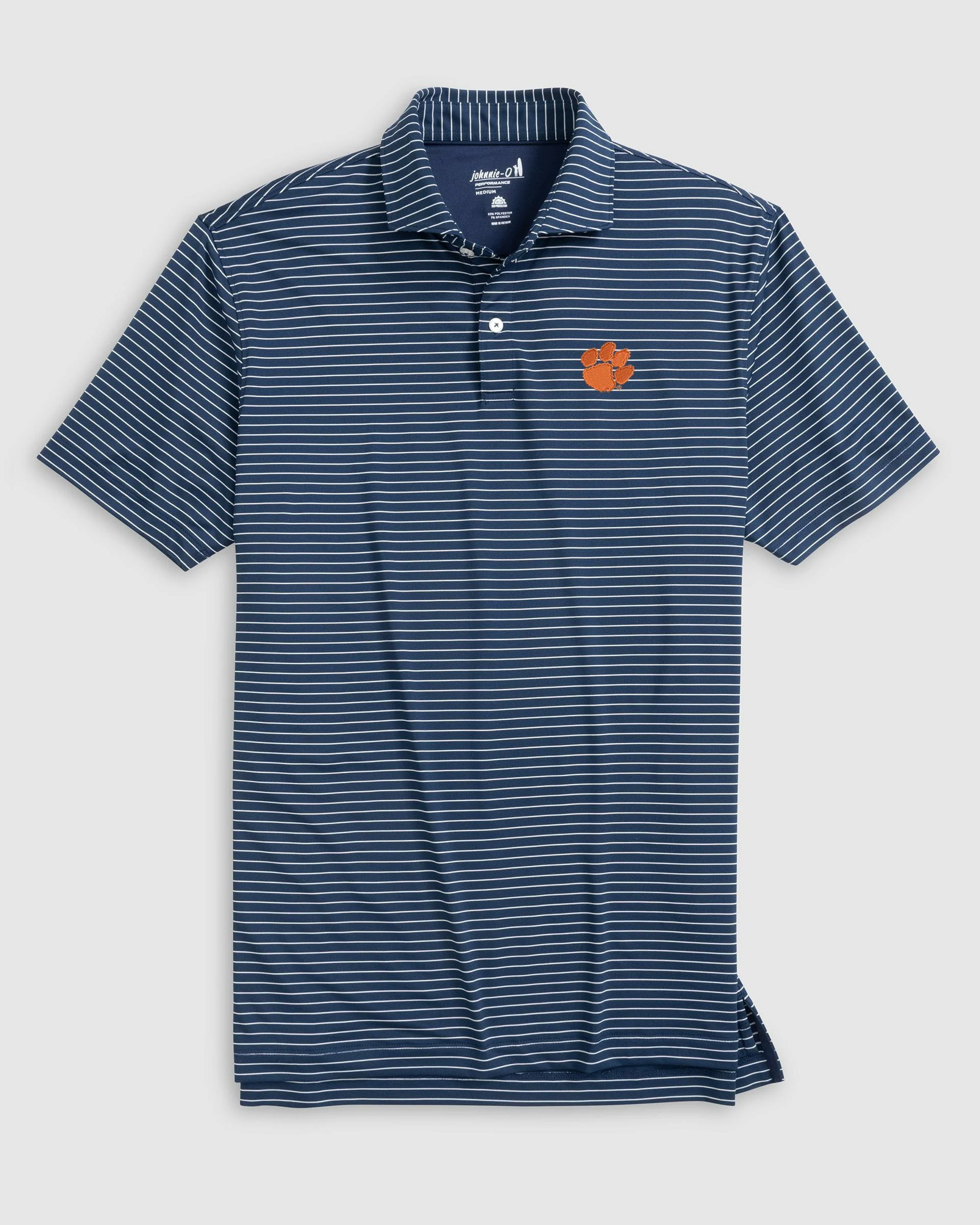 Clemson Beau Striped Performance Jersey Polo