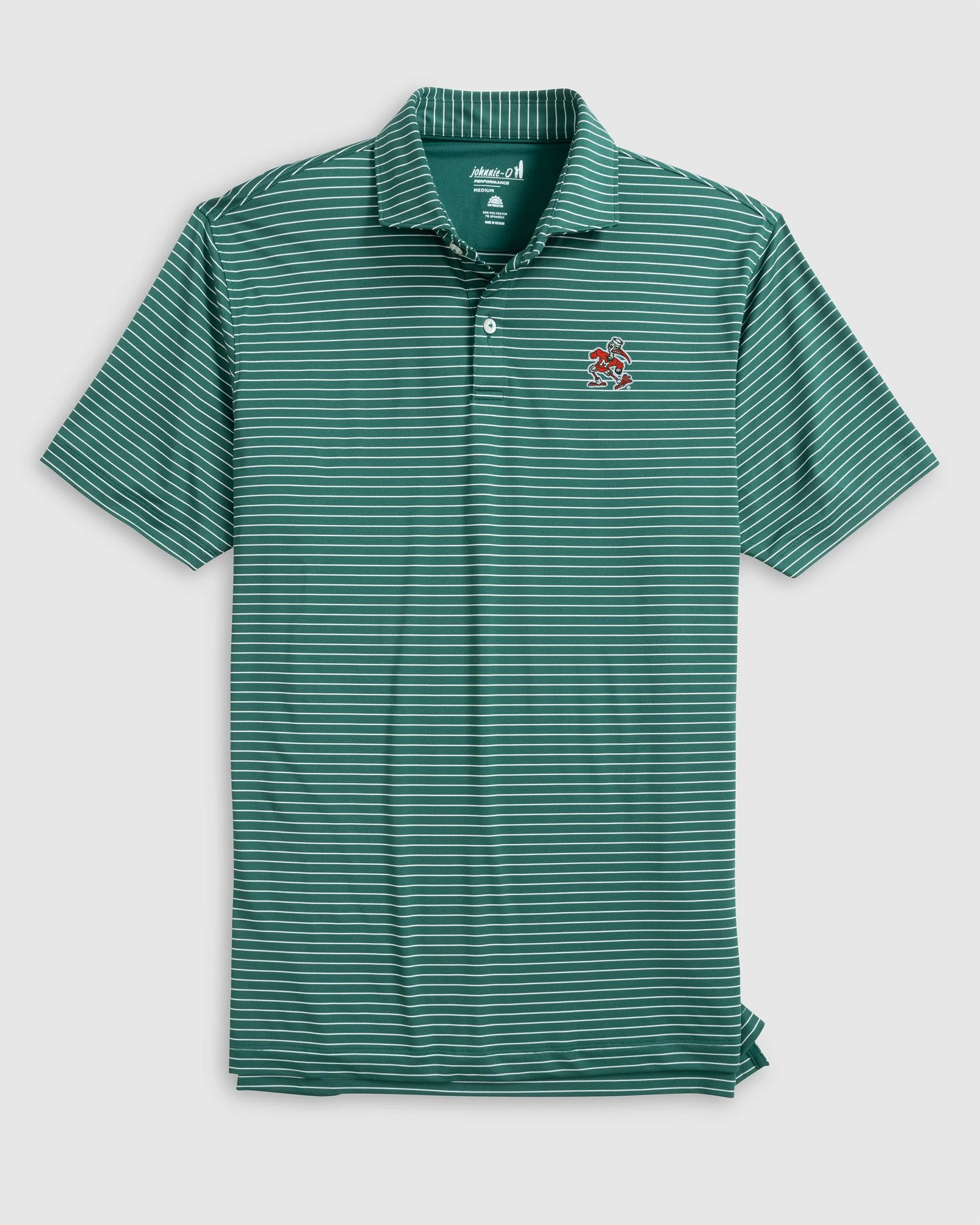 Miami Beau Striped Performance Jersey Polo - Vintage Logo