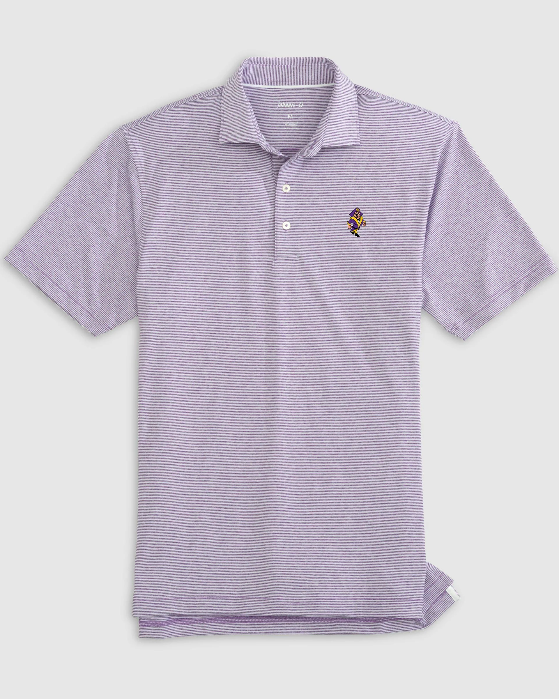East Carolina Lyndonn Striped Jersey Performance Polo - Vault Logo